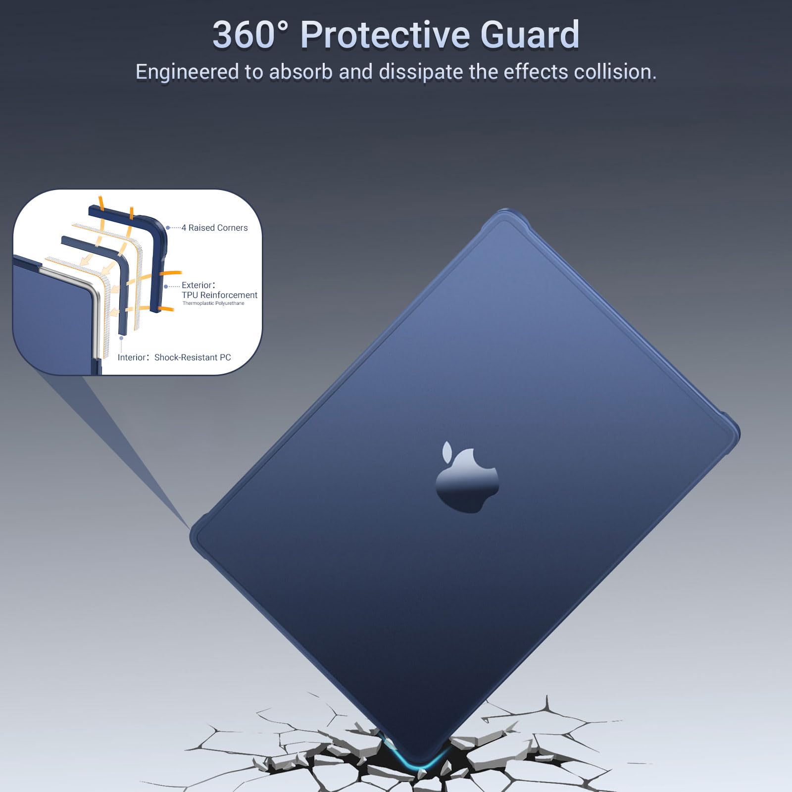 MOSISO Compatible with MacBook Air 13 inch Case M5 2026 M4 2025 M3 M2 2024-2022 A3449 A3240 A3113 A2681, Seamlessly Closes Anti-Crack&Anti-Fingerprints Hard Shell for MacBook Air 13.6, Midnight Clear