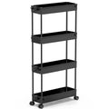 SPACEKEEPER Slim Rolling Storage Cart 4 Tier Bathroom Organizer Mobile Shelving Unit Storage Rolling Utility Cart Tower Rack for Kitchen Bathroom Laundry Narrow Places, Black