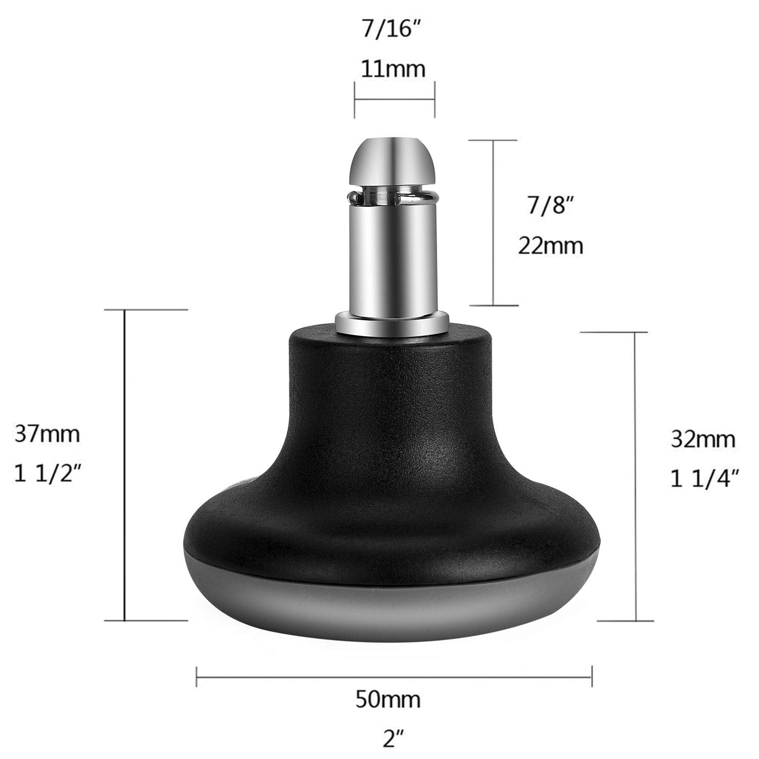 uvce Bell Glides Replacement Office Chair Swivel Caster Wheels to Fixed Stationary Castors, Short Profile with Separate Self Adhesive Felt Pads Black 5pcs
