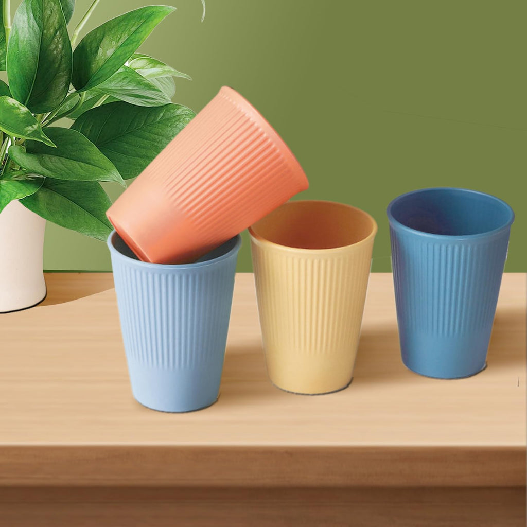 WANBY Wheat Straw Cup Unbreakable and Reusable Drinking Cups Eco-Friendly Healthy Tumbler Set for Milk Juice and Water Dishwasher Safe (8 Pcs 12 Oz)