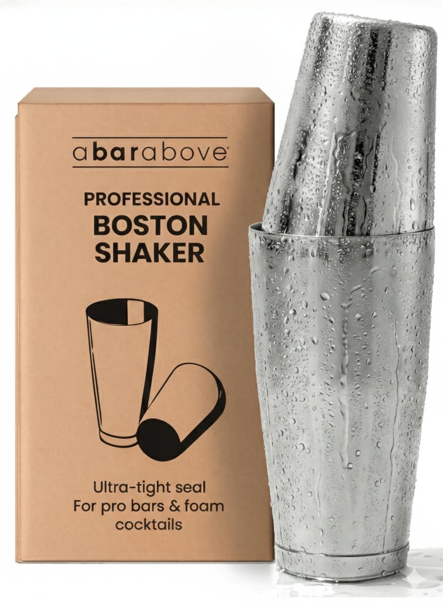 A Bar Above Professional Boston Shakers Set - 18oz Weighted & Unweighted Cocktail Shaker Set For Bartenders - Pro Bar Shaker Made from Premium Stainless Steel 304. Essential Bar Tools For Drink Making