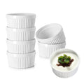BPFY Set of 6 4 oz White Porcelain Ramekins Bakeware, Ceramic Souffle Dishes, Baking Cups for Custards, Pudding, Creme Brulee, French Onion Soup Bowls