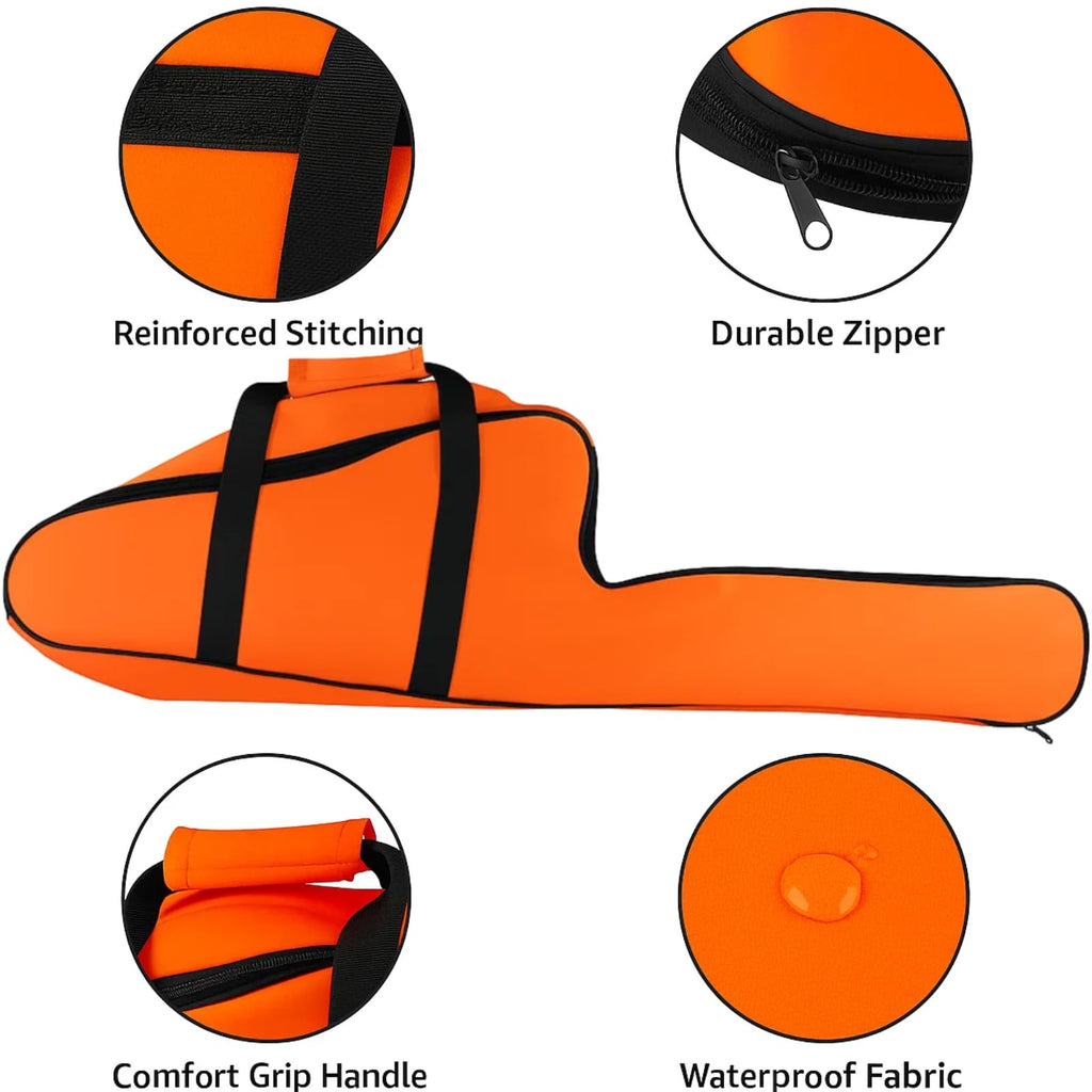 Poweka Chainsaw Bag Carrying Case Portable Protection Waterproof Holder Fit for Stihl Husqvarna 12''/14''/16'' Chainsaw Storage Bag(Orange)