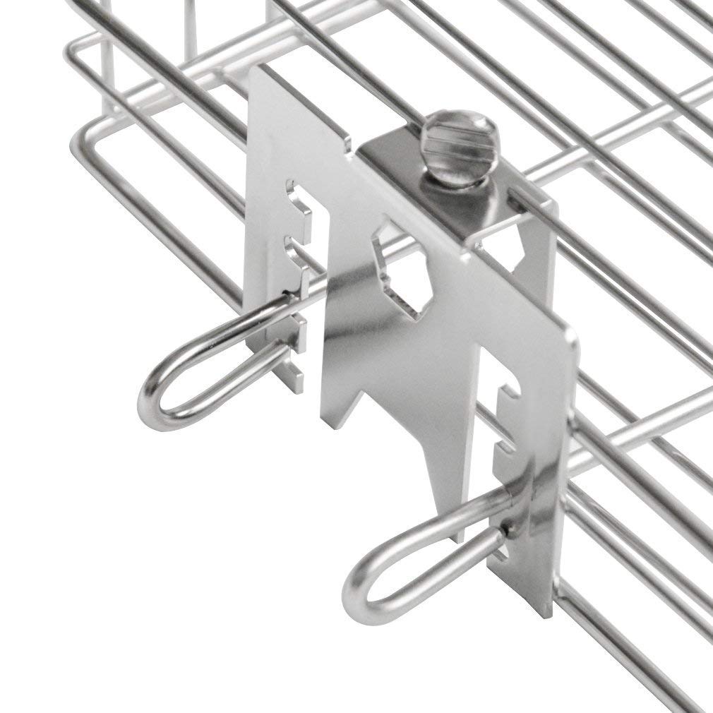 Onlyfire 6042 Chrome Plating Steel Flat Spit Rotisserie Grill Basket Fits 1/2” Hexagon, 3/8" Hexagon, 3/8" Square & 5/16" Square Spit Rods for Any Grill