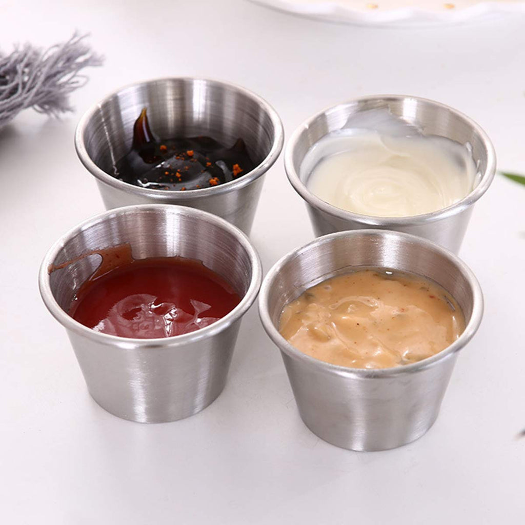 Bekith 20 Pack 2.5 oz Stainless Steel Sauce Cups, Ramekin Dipping Sauce Cup, Individual Condiment Cups, Commercial Grade Portion Cups for Any Sauce-dipping
