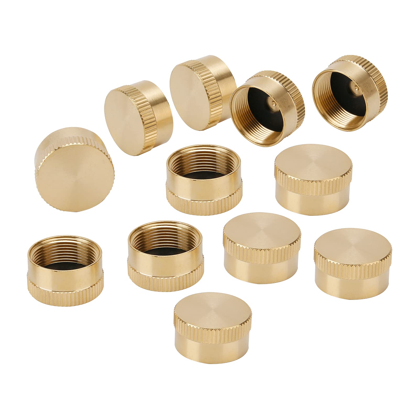 Solimeta Solid Brass 1lb Propane Tank Cap, Propane Bottle Cap Prevent Gas Leaking, 12 Packs