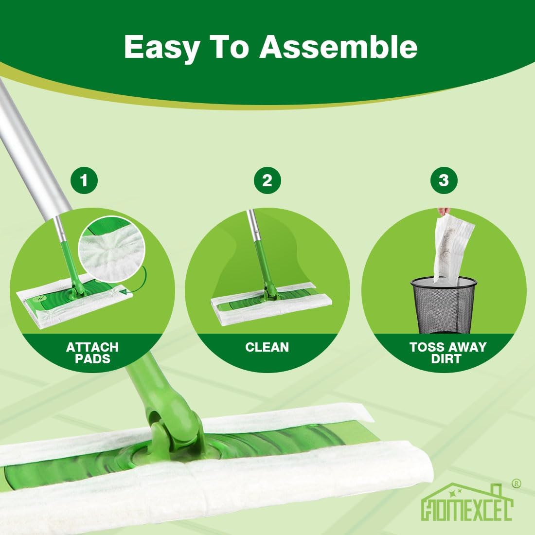 HOMEXCEL Dry Sweeping Cloths Pads Compatible with Swiffer Sweeper- Disposable Duster Refills Mop Pads for Floor Mopping and Cleaning,120 Count