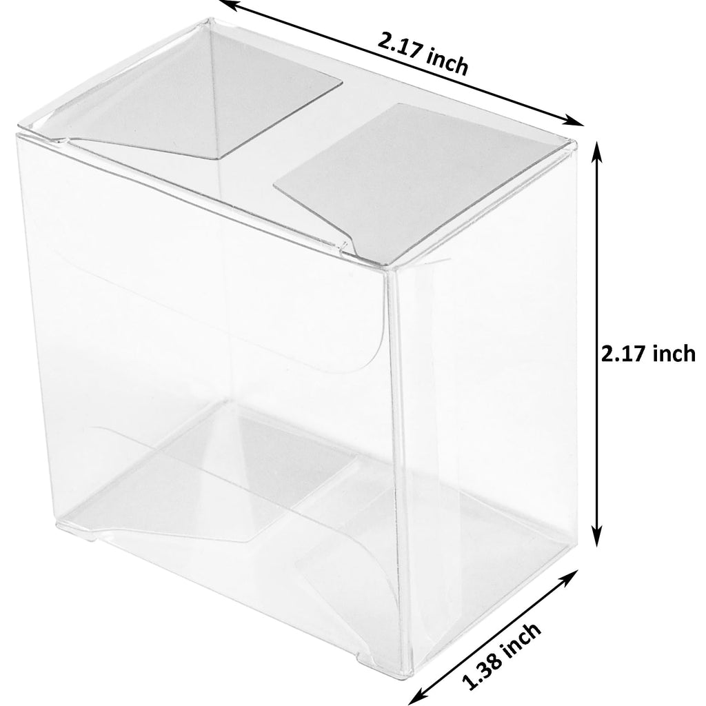 Nicunom 100 Pack Clear Macaron Boxes, Plastic Favor Boxes, 2.17" x 2.17" x 1.38" Bakery Boxes Candy Containers for Chocolate Cake Desserts Cupcakes Cookies Muffins Party Favors Packaging