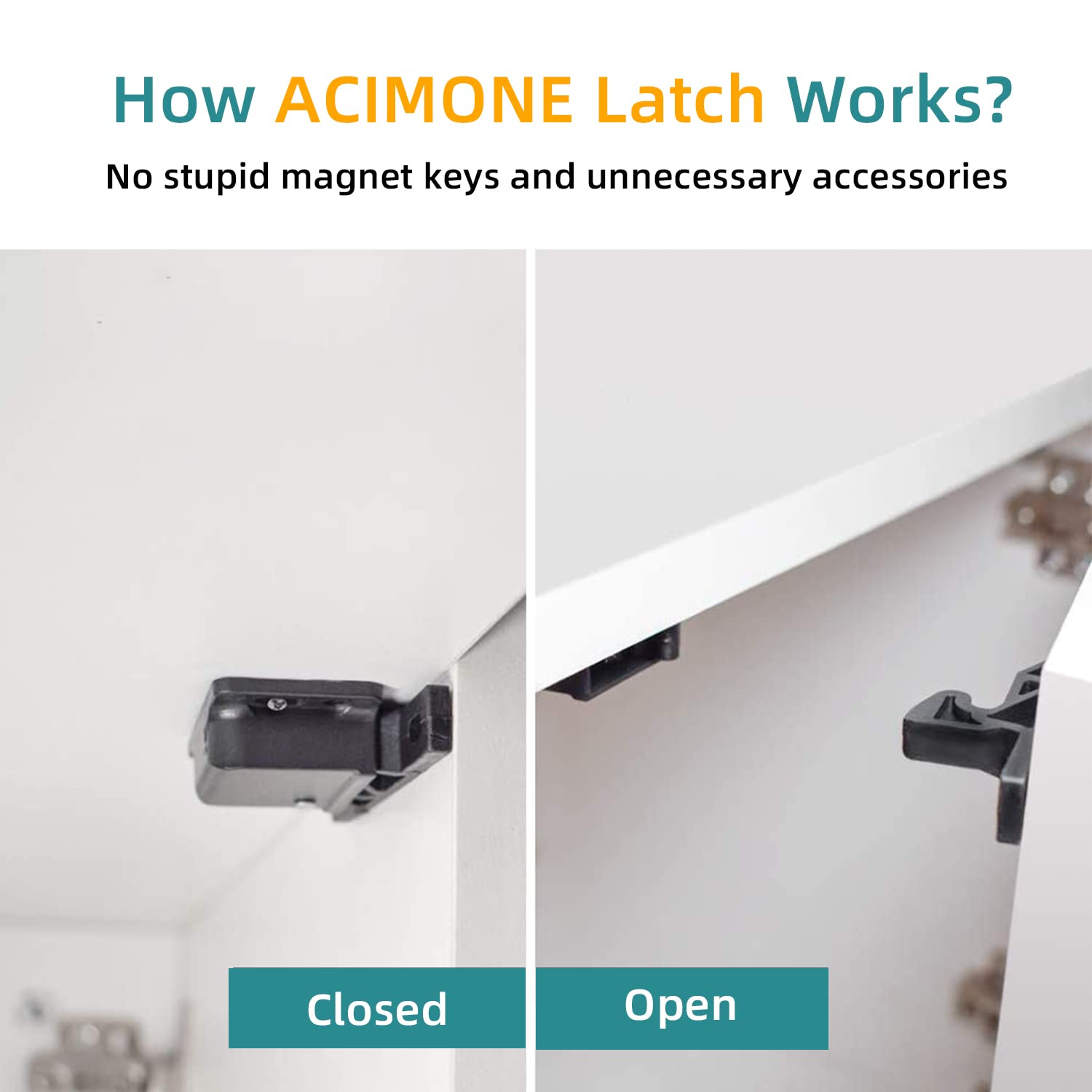 ACIMONE 8 Pack Cabinet Door Latch/RV Drawer Latches, 8 Pull Force Latch, Holder for Home/RV Cabinet with Mounting Screws, Perfect for RV, Camper, Motorhome, Trailor, OEM Replacement