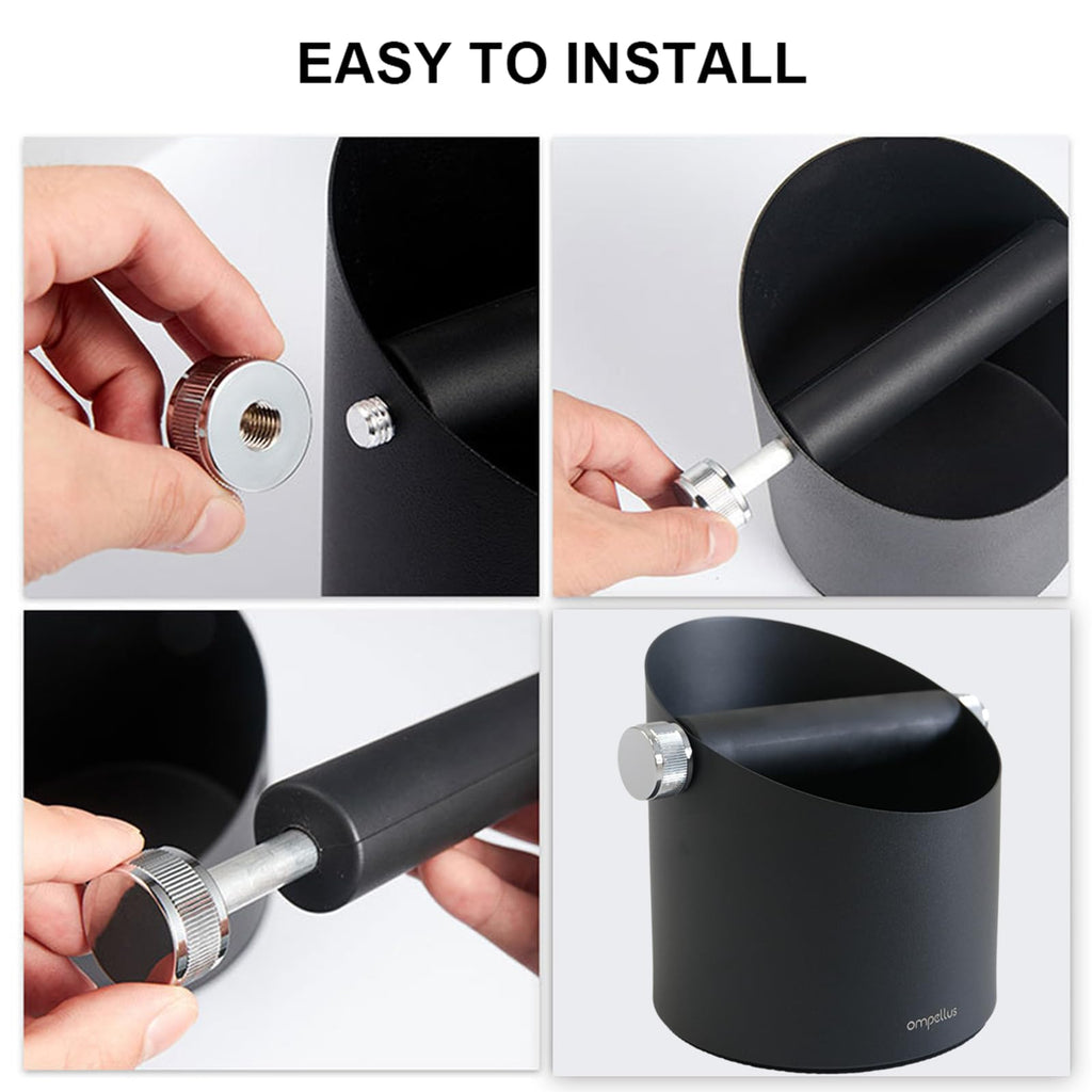 Ompellus Espresso Knock Box, Large Capacity & Non-Slip Base Coffee Knock Box, Barista Tools, Espresso Machine Accessories (Black)