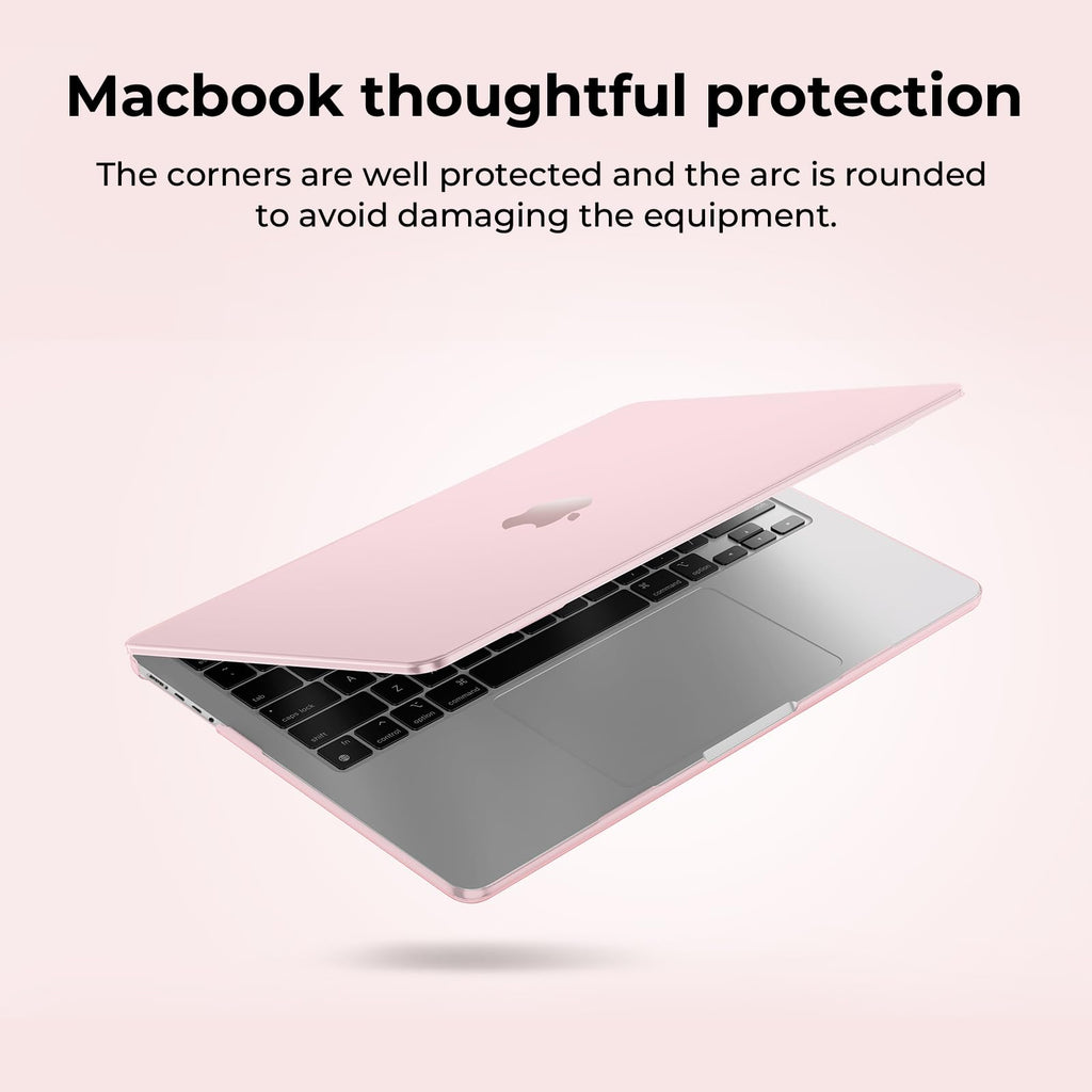 EooCoo Case Compatible with MacBook Air 13 inch M5 M4 M3 M2 2026-2022 A3449 A3240 A3113 A2681, 13.6" Hard Case Cover & Keyboard Skin & Screen Protector for Laptop Air 13.6 inch - Milky Pink