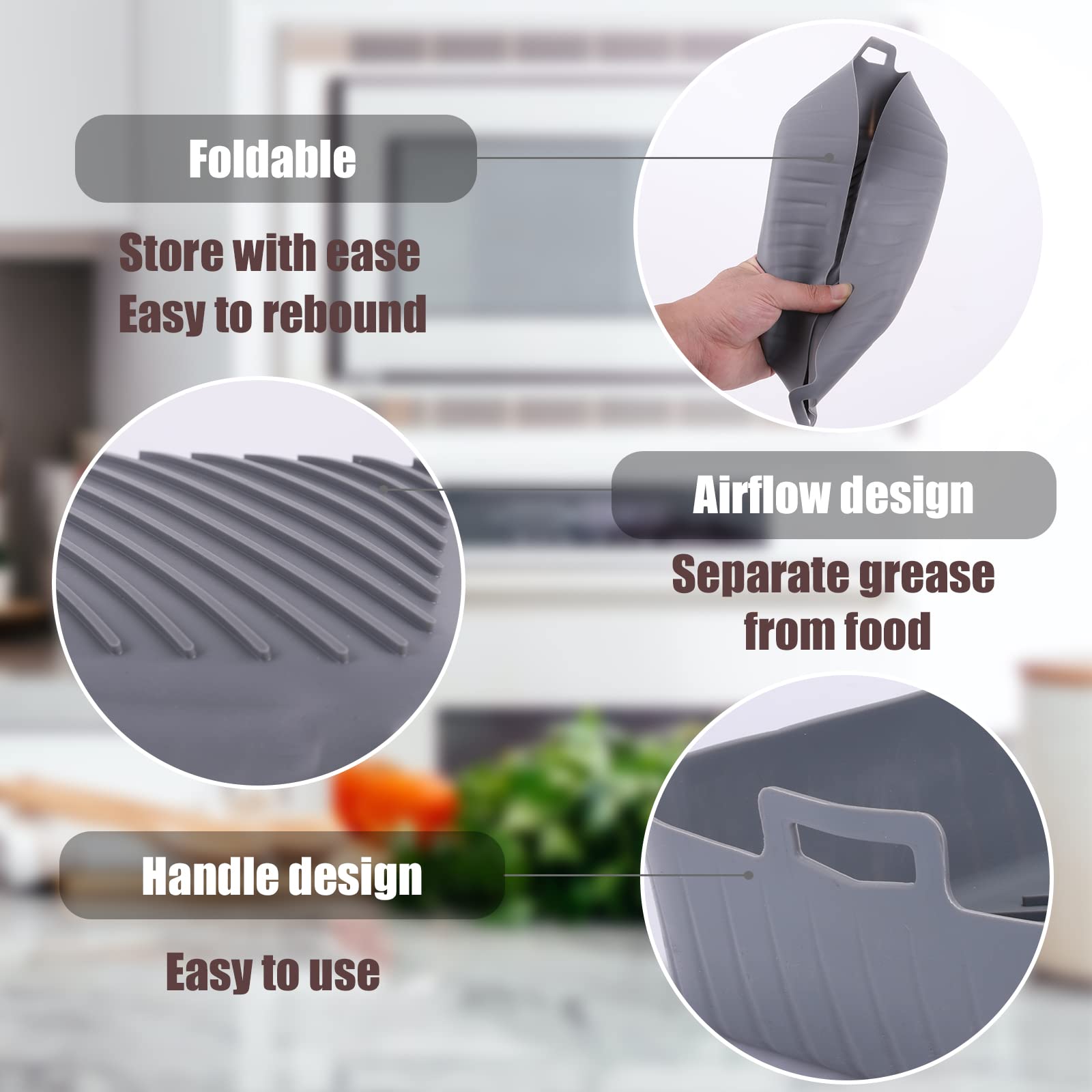 Golden Associate Silicone Liners Square for Air Fryer, 2 Pcs Non-stick Food-grade Reusable Basket Silicone Pot Baking Tray Airfryer Accessories, Top Size 10 inches, Bottom Size 9 inches