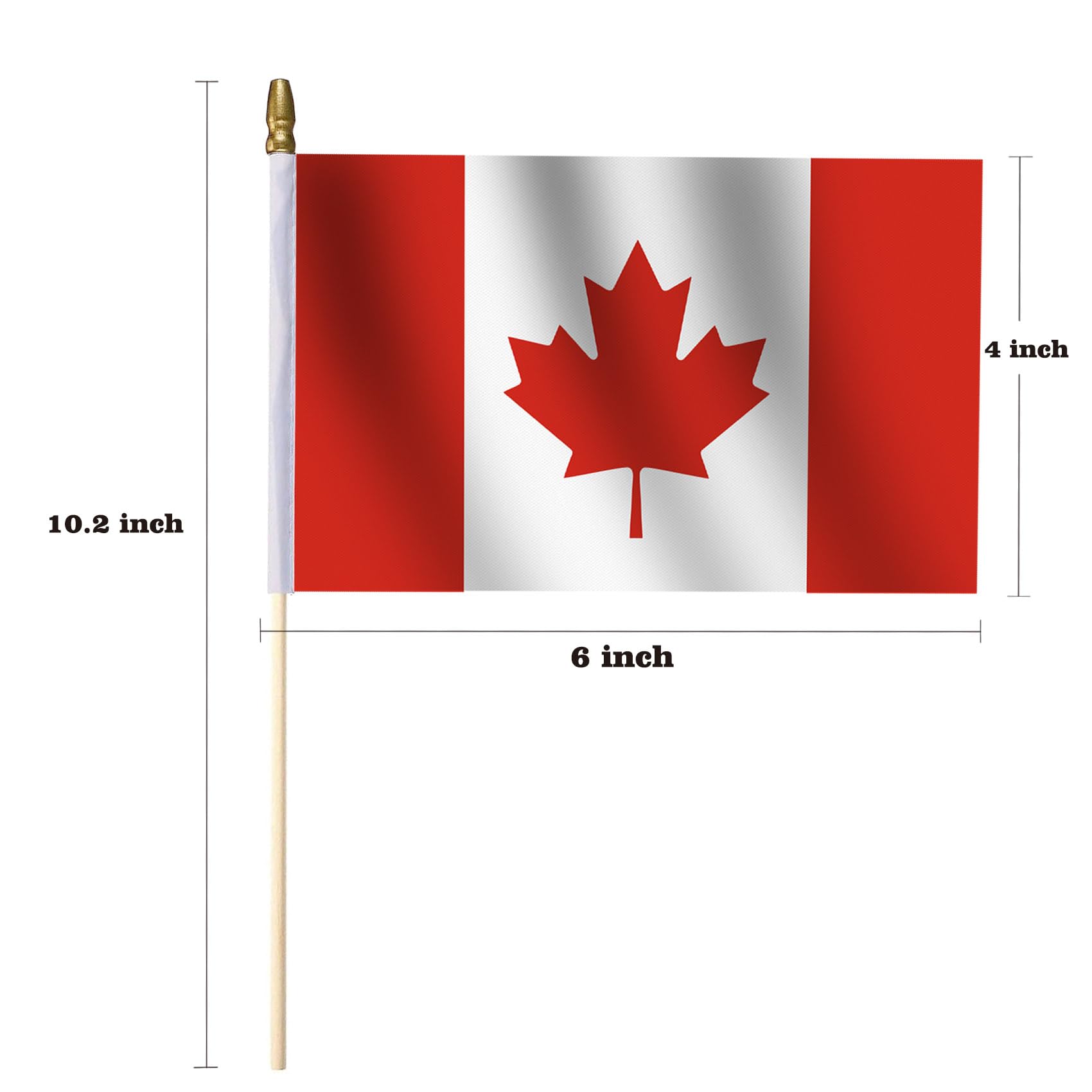 LOT OF 50-Small Canadian Flags on Stick 4x6 in,Canada Day Outdoor Decor Small Mini Flags Hand Held Stick Flags Spear Top For Outside Patriotic Holiday Yard Patio Parade Marker
