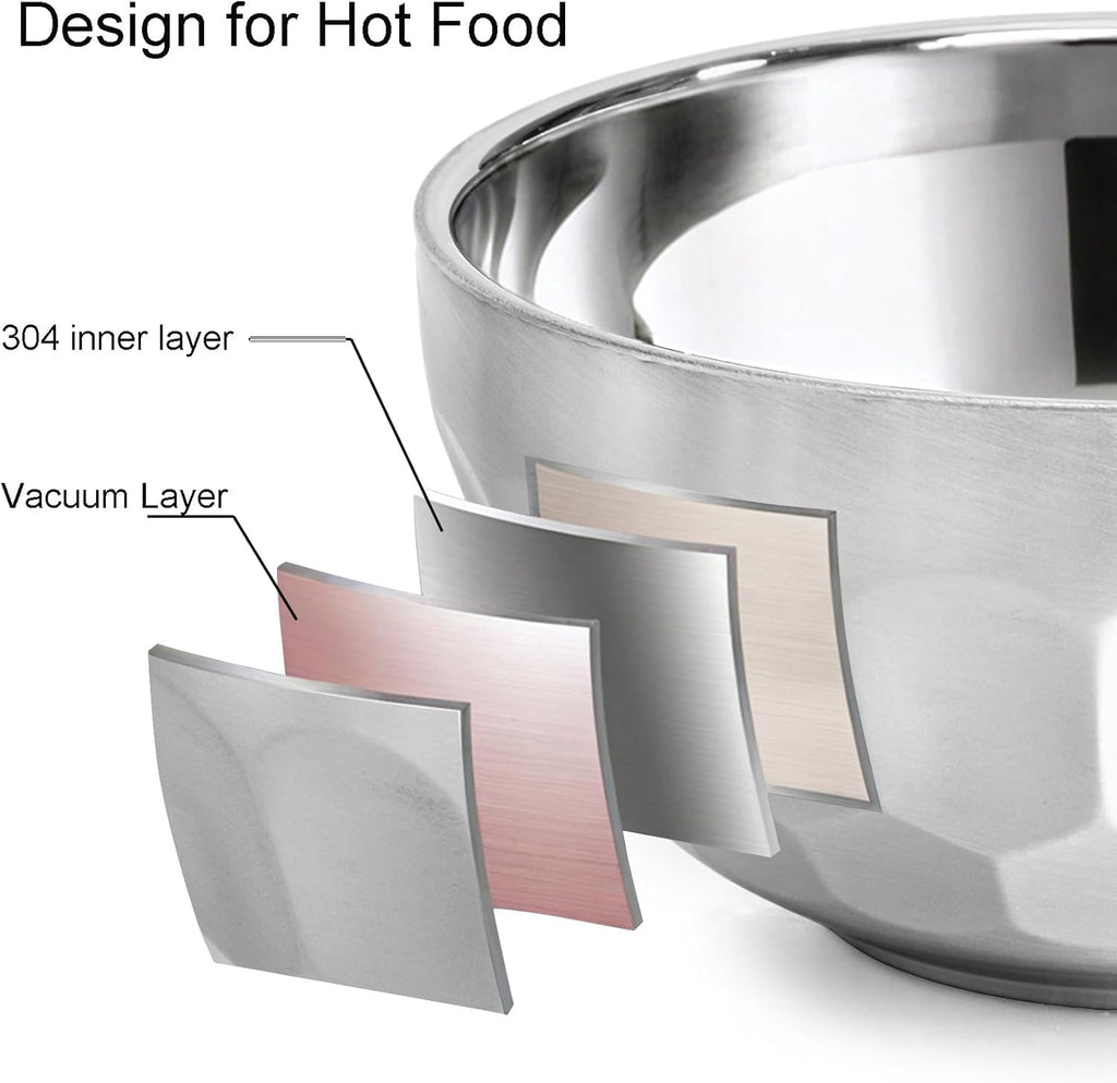Okllen 6 Pack Stainless Steel Bowls, 15 Oz Double-Walled Metal Soup Bowls, 18/8 Stainless Steel Lightweight Salad Bowls Snacks Bowls Multipurpose Dinner Bowl for Rice, Noodle, Fruit, Cereal