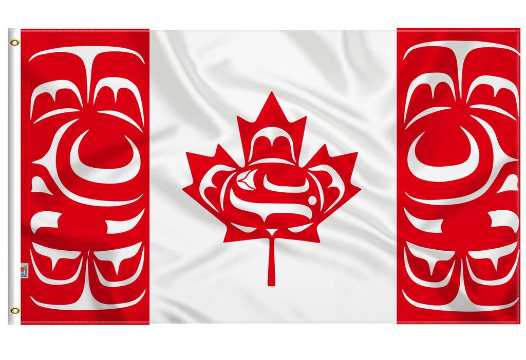 Canadian Native Flags 3 x 5 Ft | Both Sides Print Glossy Silk Fabric | First Nation Formerly Canada Indigenous Flag Decorations House Banner