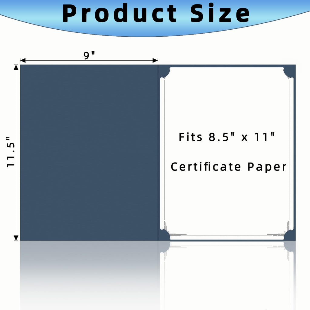 AKONEGE 50 Packs Certificate Holders, Navy Blue Diploma Holders, 350gsm, Certificate Covers with Gold Foil Border for Letter Size 8.5 x 11 Certificates, Cardstock, Award, Graduation, Document Papers