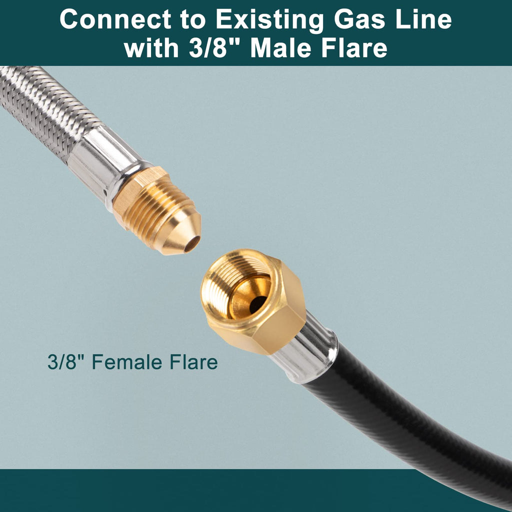 GASPRO 18FT Propane Hose Extension for Propane Devices with Both 3/8" Female Flare on Both Ends, for RV, Gas Grill, Heater, Burner and More, Flexible and Durable