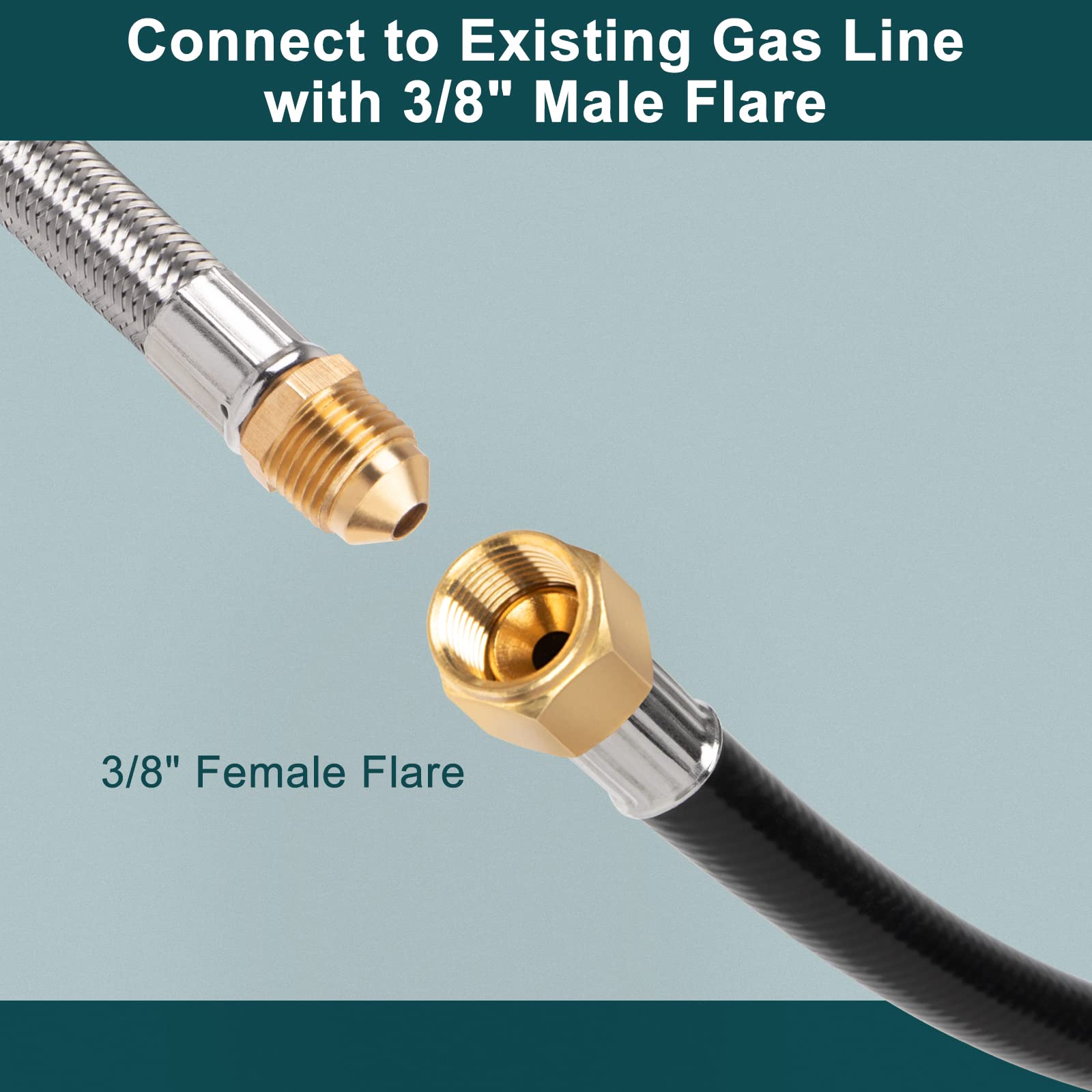 GASPRO 18FT Propane Hose Extension for Propane Devices with Both 3/8" Female Flare on Both Ends, for RV, Gas Grill, Heater, Burner and More, Flexible and Durable