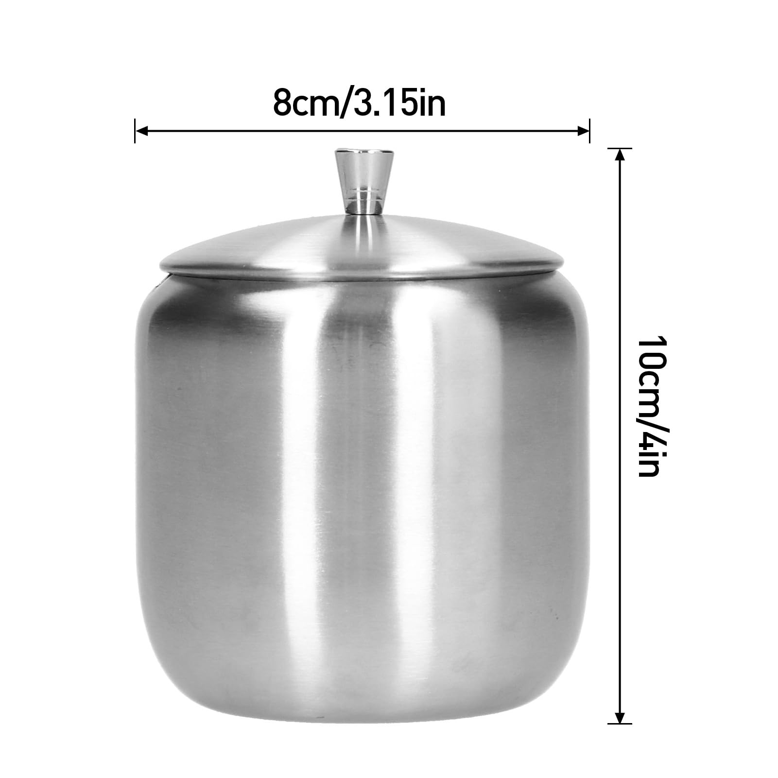 Sugar Bowl,304 Stainless Steel Polished Sugar Storage Jar Salt Pepper Spices Bowl with Spoon and Lid Seasoning Container Dispenser for Home Coffee Bar, 370ML