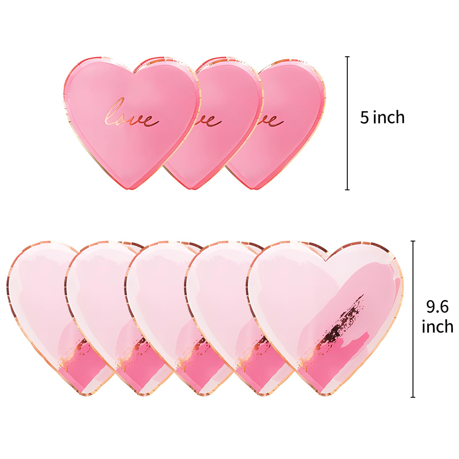 Dulousia Pink Heart Shaped Party Tableware - Disposable Wedding Engagement Paper Plates Cups Napkins, Valentine’s Day, Baby Shower, Mother’s Day Tableware, Marry Me LOVE Themed Party Supply 68pcs