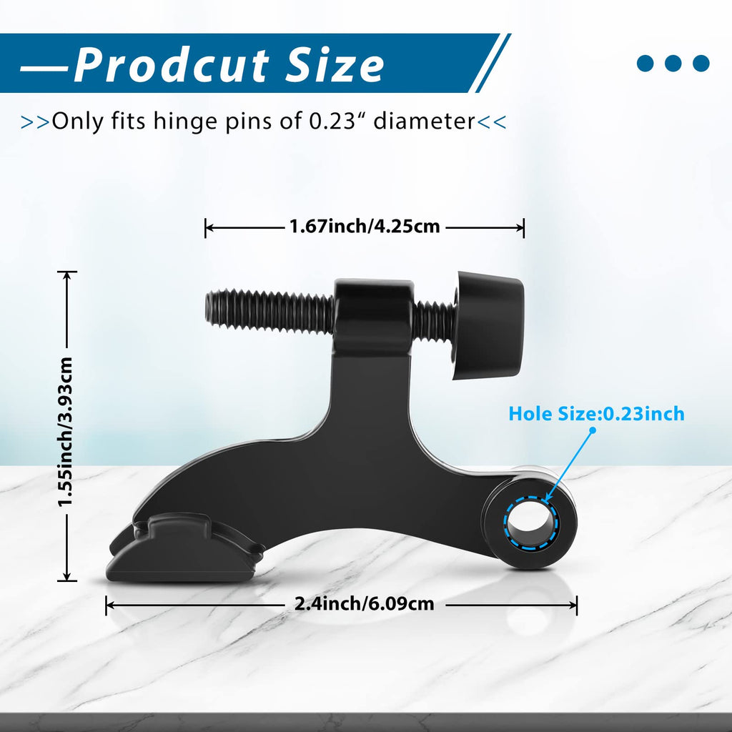 8 Pack Hinge Pin Door Stoppers, Adjustable Hinge Pin Door Stop with Rubber Bumper Tips, Heavy Duty Door Stopper Reduce Damage Prevent Striking Wall Dents from Door Knobs, Black