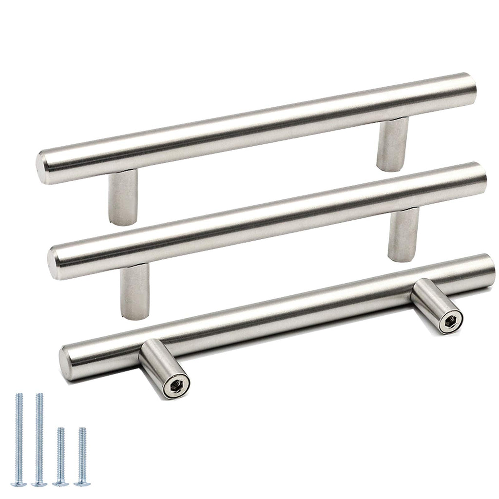 10 Pack - 5" Hole Center 128 mm Cabinet Handle goldenwarm Kitchen Cabinet Handles Brushed Nickel Stainless Steel Kitchen Cupboard Cabinet Pulls Drawer pulls 7.5" (192mm) Length