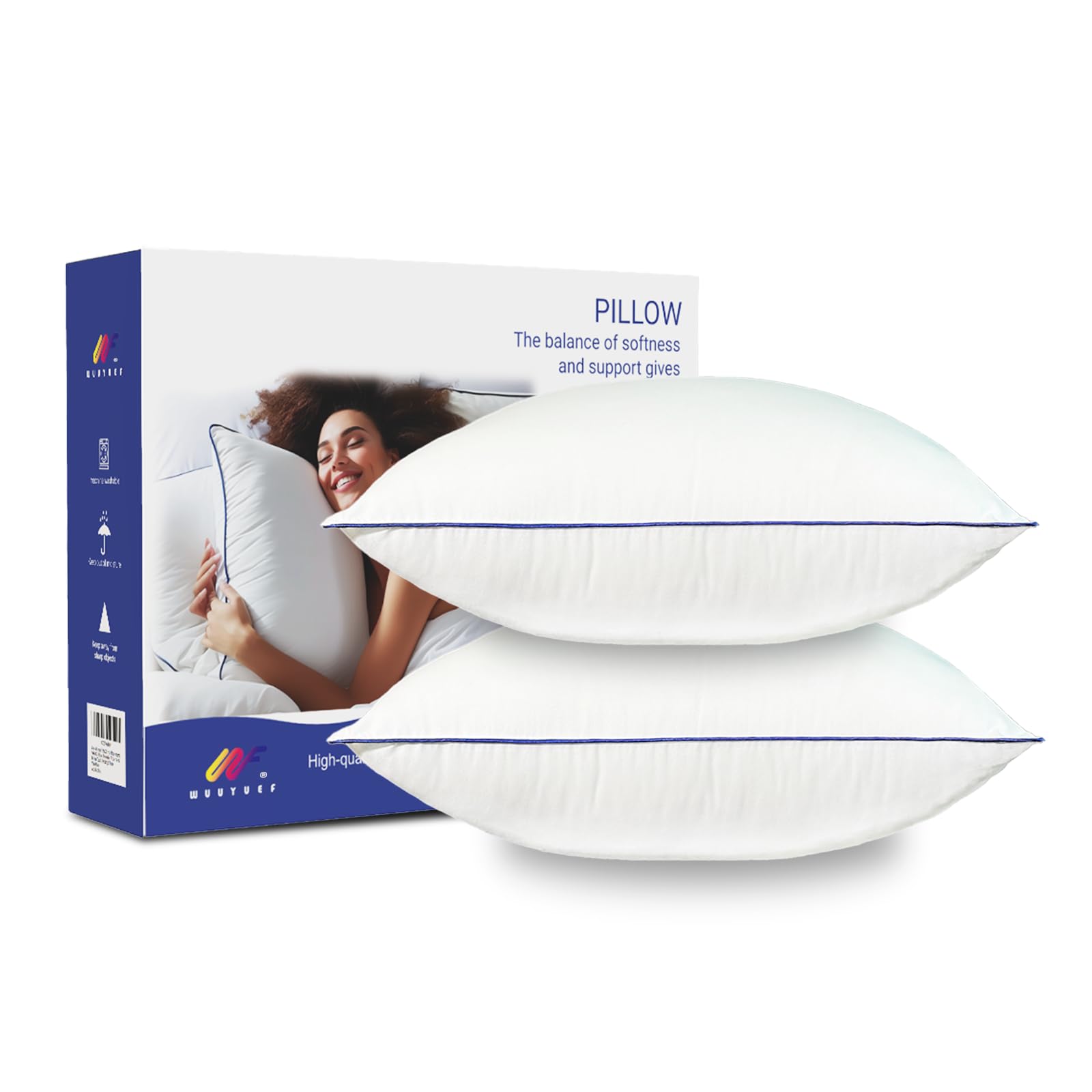 Wuuyuef 18x18 Pillow Inserts Set of 2, Hypoallergenic Machine Washable Fluffy Microfiber Cushions, Premium Soft Throw Pillow Stuffer for Couch, Sofa – White