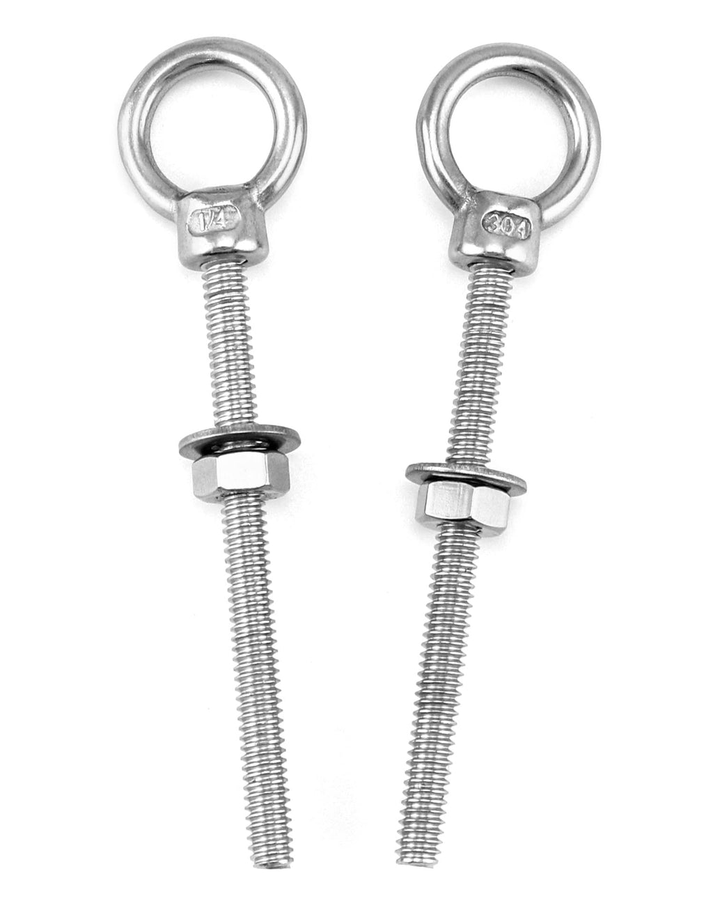 QWORK 10 Pack Eye Bolt, T316 Stainless Steel Marine Grade Threaded Eyebolts, 1/4"x3" Lifting Ring Threaded Eyebolts with Nuts Washers