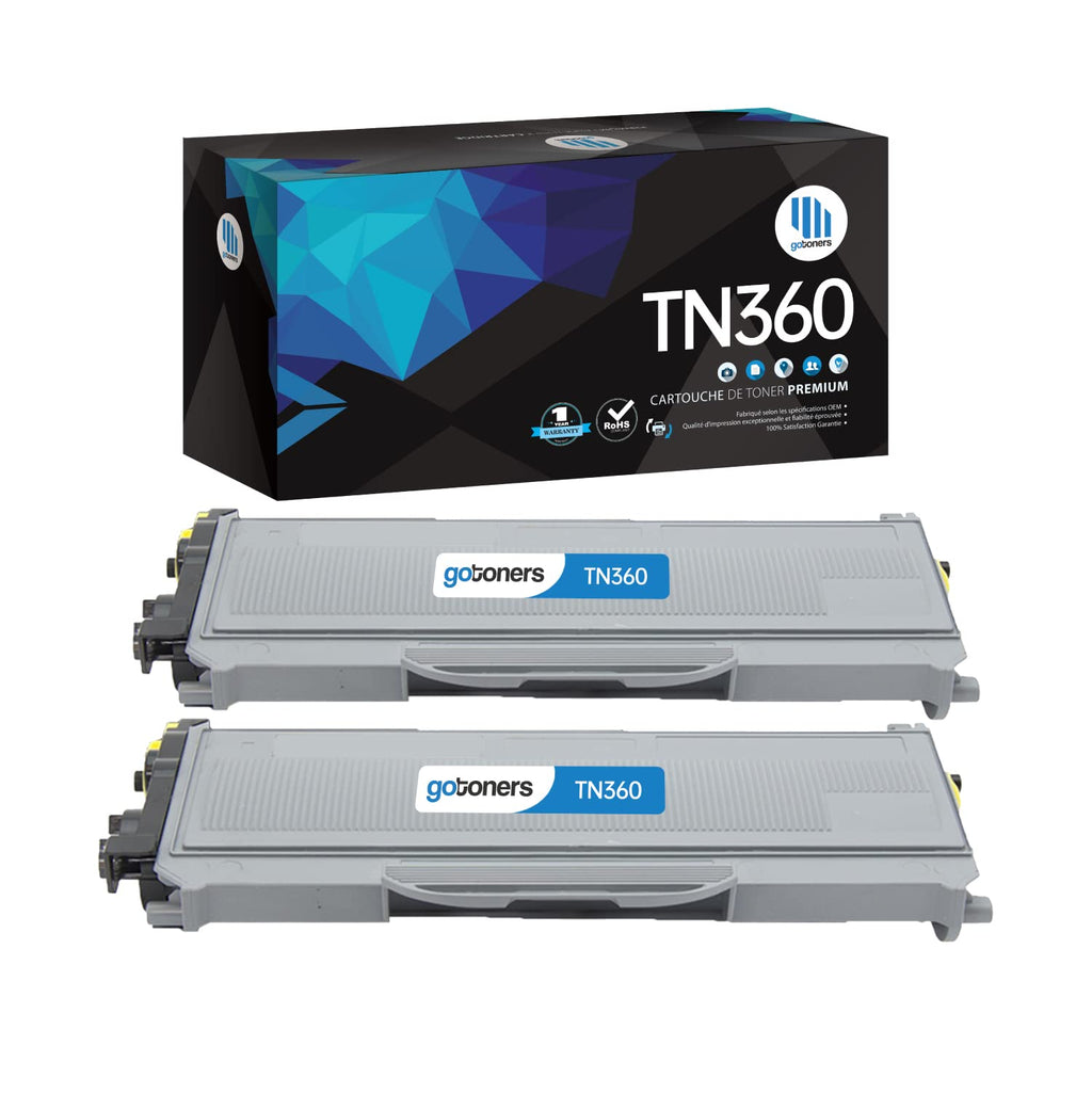 Gotoners TN360 TN-360 Toner Cartridge for Brother TN330 TN-330 Compatible Replacement for Brother DCP-7030 MFC-7840w HL-2170 HL-2140 DCP-7040 MFC-7340 MFC-7440 Printer Ink (Black, 2 Pack)