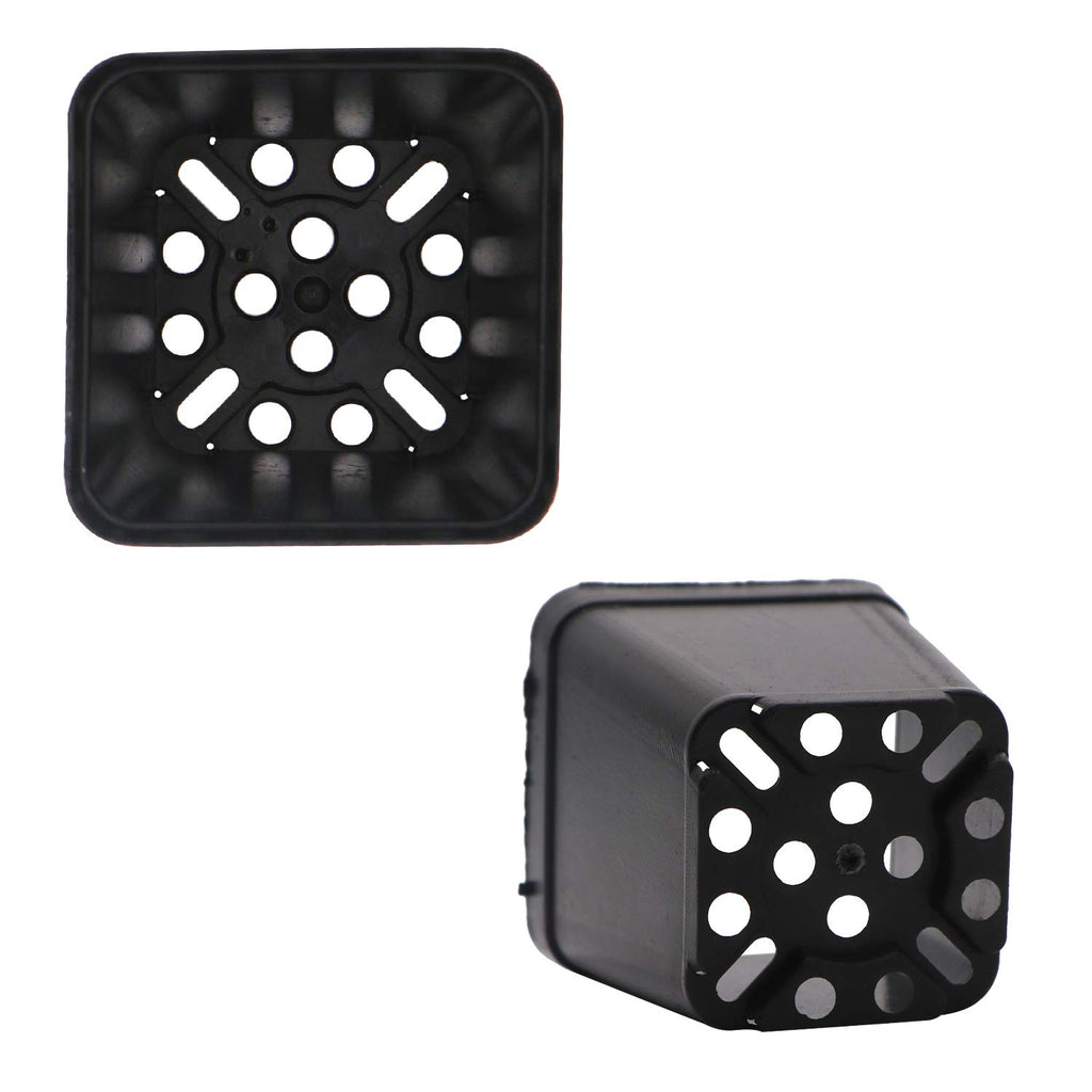 2 Inch Plastic Nursery Pots 100 Pcs Sturdy & Reusable Square Plant Pot Starter Container with Drainage Holes for for Seed Starting, Succulents, Seedlings & Garden Plants, Black