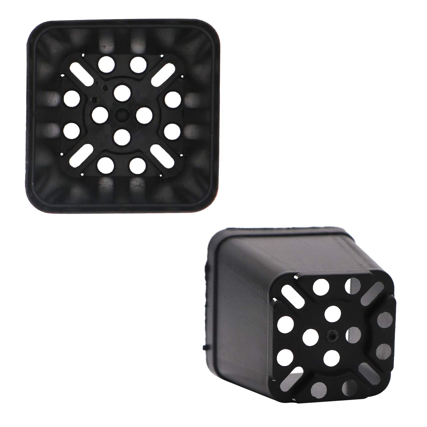 2 Inch Plastic Nursery Pots 100 Pcs Sturdy & Reusable Square Plant Pot Starter Container with Drainage Holes for for Seed Starting, Succulents, Seedlings & Garden Plants, Black