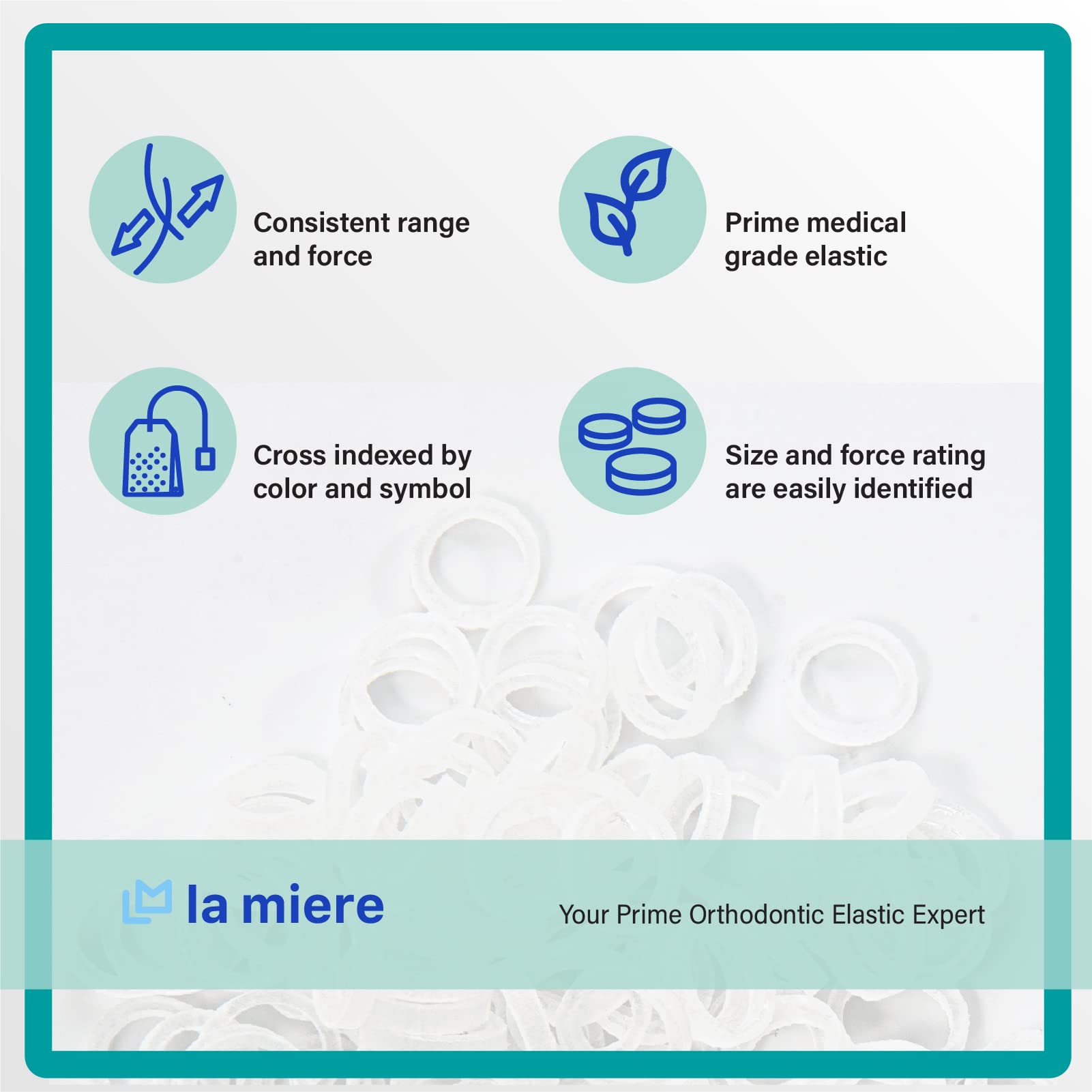Non Latex 300 pcs 1/4inch (6.4mm) Medium (4.7oz) Intraoral Elastic Bands Unimedic Orthodontic Elastics Dental Rubber Bands Made in US (1/4inch 6.4mm, Medium 4.5oz)