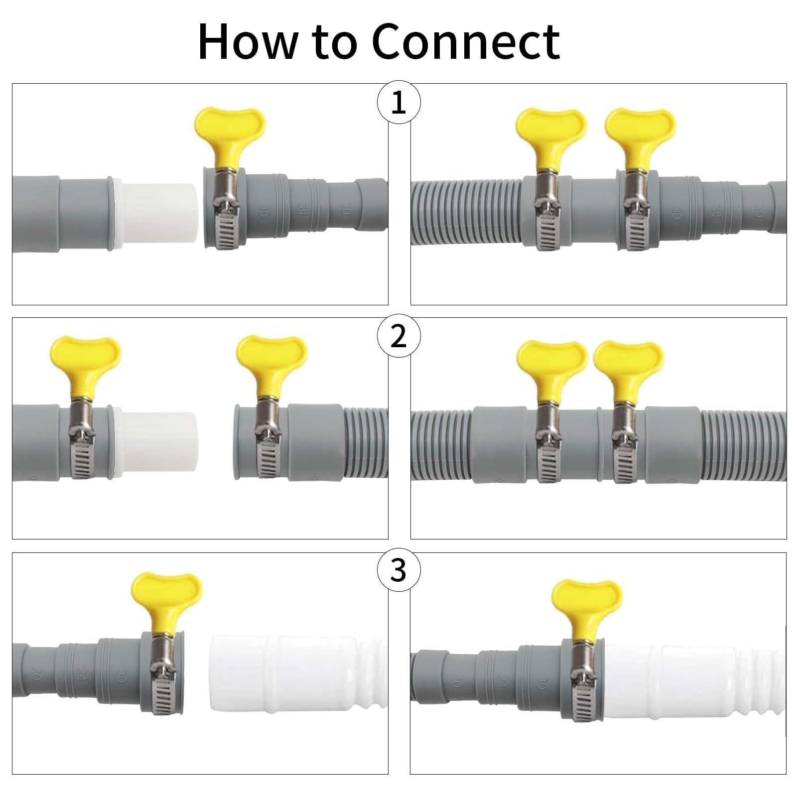Universal Washing Machine Drain Hose, 10 Feet Flexible Washing Machine Drain Hose, Washer Drain Hose, Portable Discharge Washer Hoses with 1 Extension Adapter and 2 Hose Clamps, 1 U-Bend Hose Holder