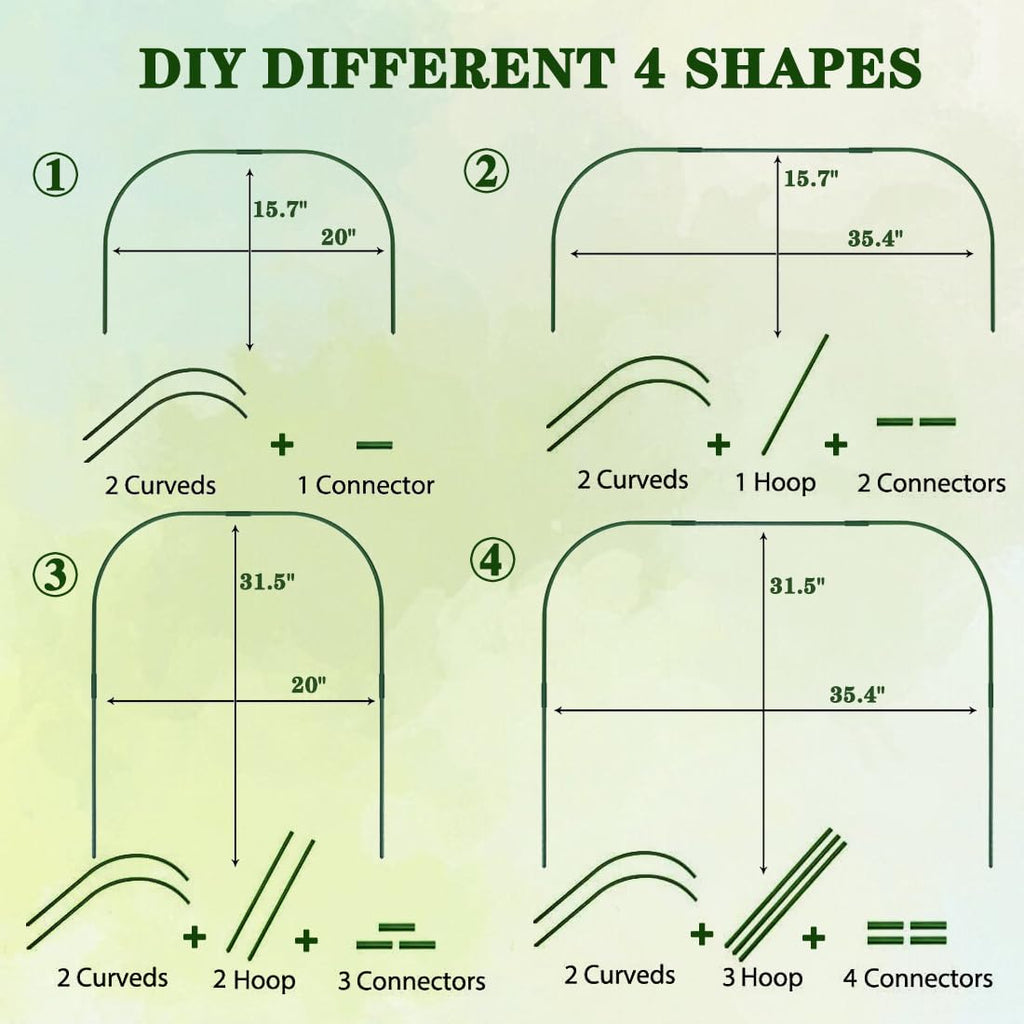 6 Sets Greenhouse Hoops for Raised Beds, DIY Garden Hoops,Rustproof Plastic Coated Metal Grow Tunnel, Garden Tunnel Row Cover Hoops Kit,Grow Tunnel Support Frame for Plant Cover