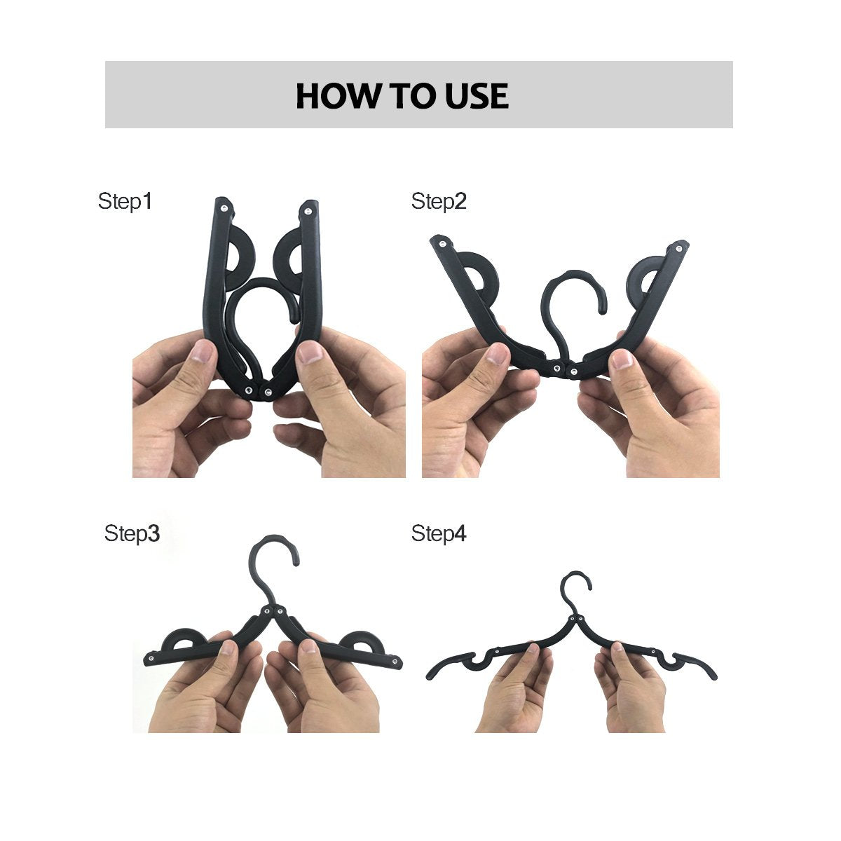 12 PCS Travel Hangers - Cruise Ship Essentials Portable Folding Clothes Hangers Travel Essentials Foldable Clothes Drying Rack for Travel (Black)