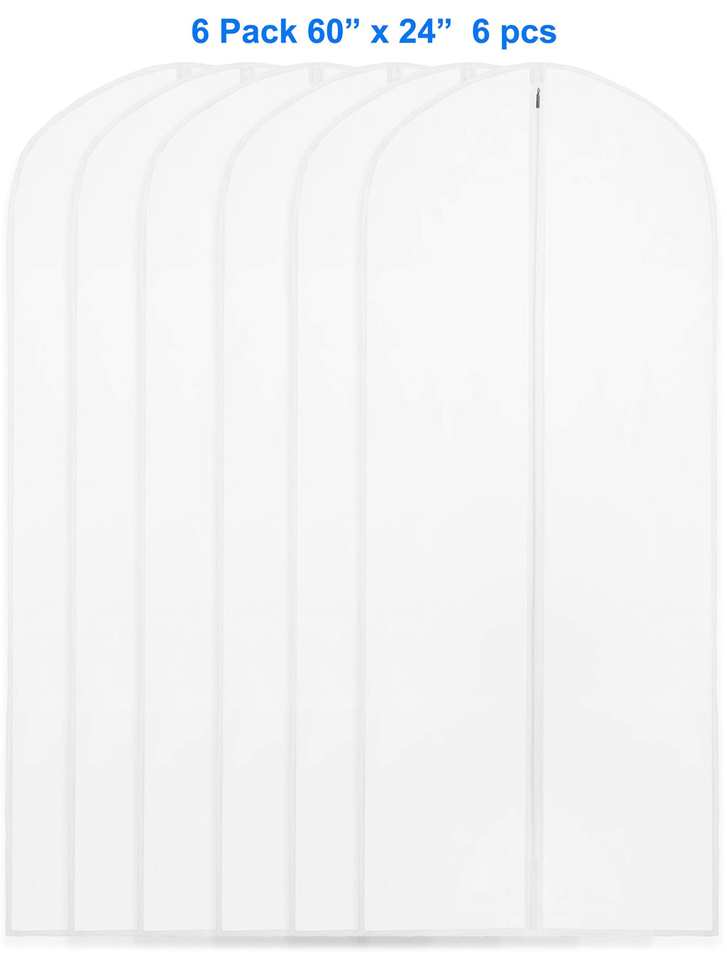 Simple Houseware 60-Inch Clear Garment Bags with Zipper 6 Pack for Suits, Dresses, Costumes, Uniforms