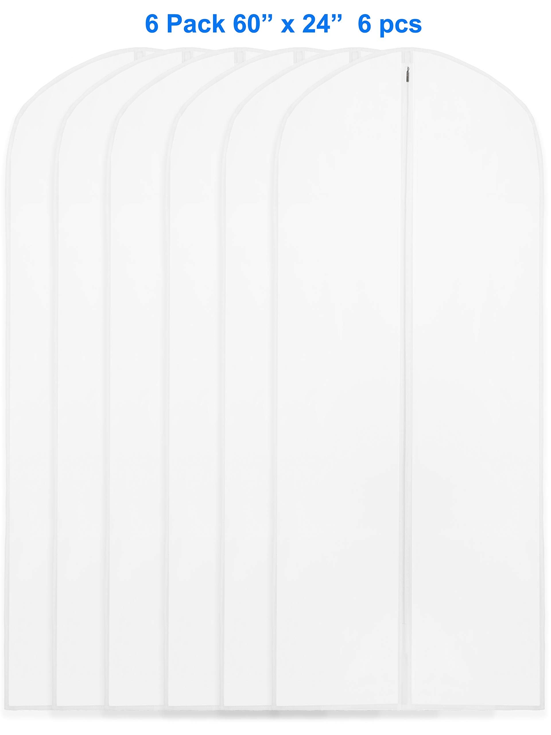 Simple Houseware 60-Inch Clear Garment Bags with Zipper 6 Pack for Suits, Dresses, Costumes, Uniforms
