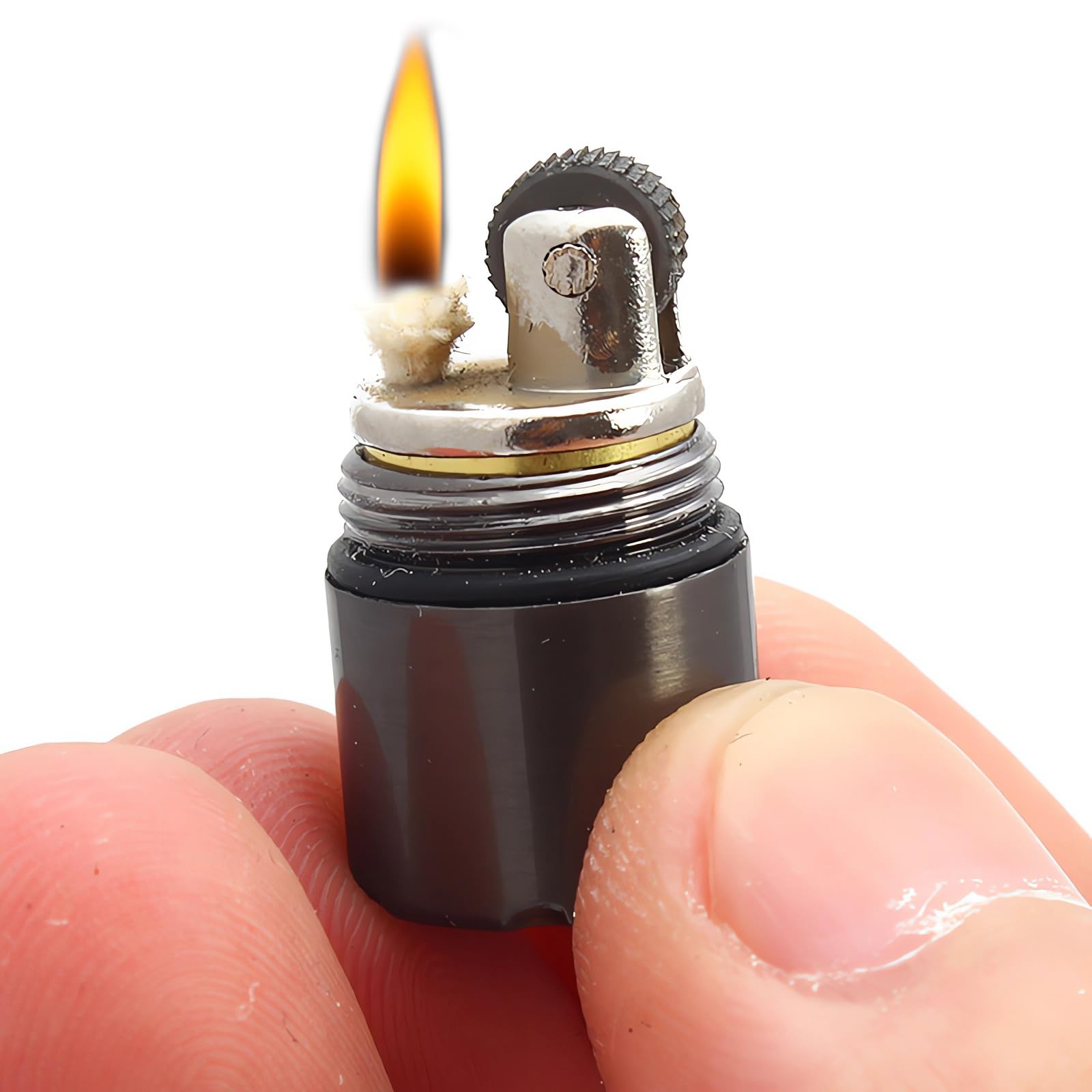 The World's Smallest Kerosene Lighter! Height 2.5cm/ 1.3cm Capsule Lighter Portable Metal Miniature EDC Gear Waterproof Tiny Peanut Lighter (Fuel not Included) (Mini 3 Pack)
