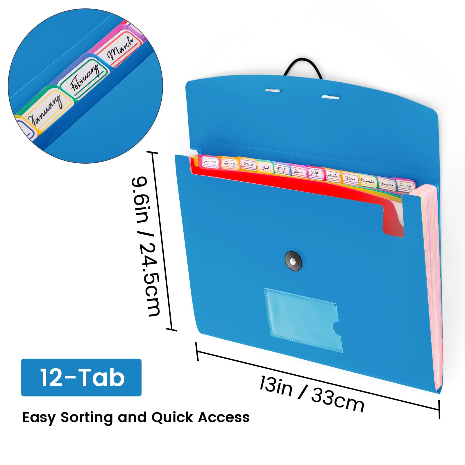 3 Pack Accordion File Organizer with Elastic Closure, 13 Pocket Expanding File Folder for Letter Size A4 Papers, Ideal for Home, Office Supplies, College Essentials
