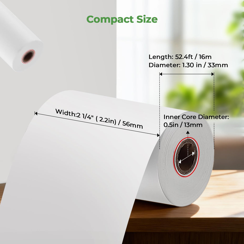 MUNBYN Thermal Paper Roll 2-1/4" x 50' ft, 50 Rolls BPA Free Receipt Paper, 2.25 x 50 ft Thermal Printer Paper Fits 58mm Mini Thermal POS Printer & Square Terminal Credit Card Machines