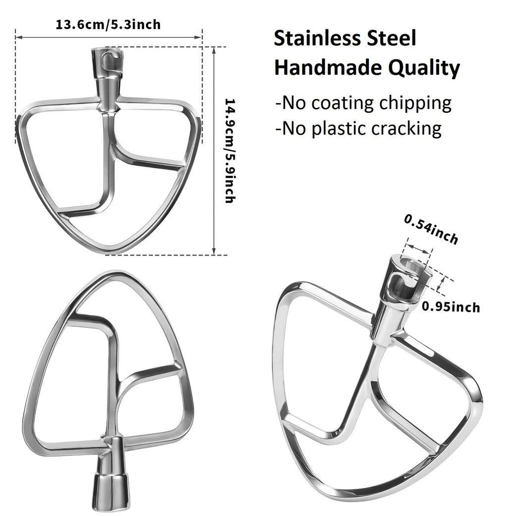 FavorKit Stainless Steel Flat Beater for KitchenAid Tilt-head & 4.5-5 Qt Mixers,Pastry Mixing Paddle Attachment -Dishwasher Safe