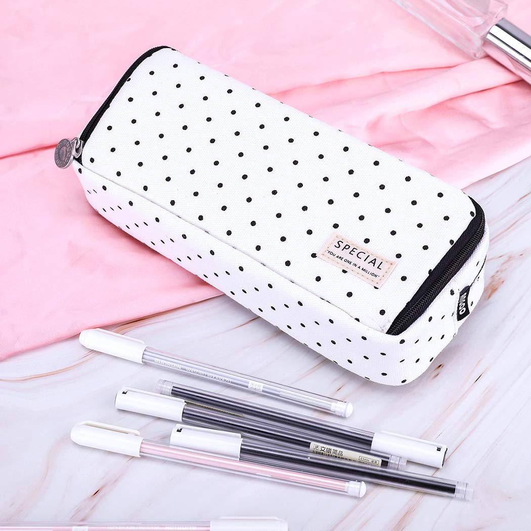iSuperb Multi Compartments Pencil Case 3 Zippers Pencil Pouch Bag Square Grid Cosmetic Bags Organizer