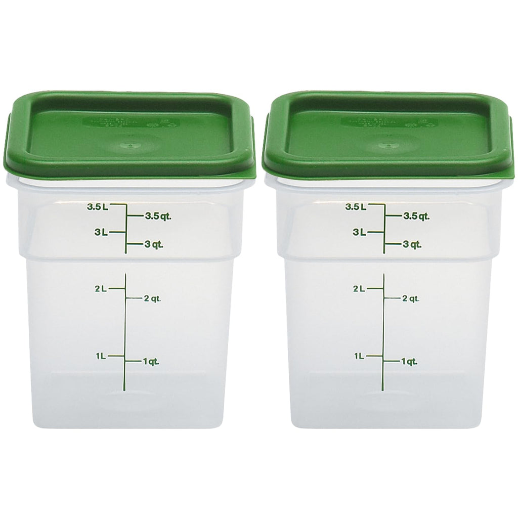 Cambro 4SFSPP190 4 Qt. Translucent Container with SFC2452 Kelly Green Lid, 4Quart, pack of 2