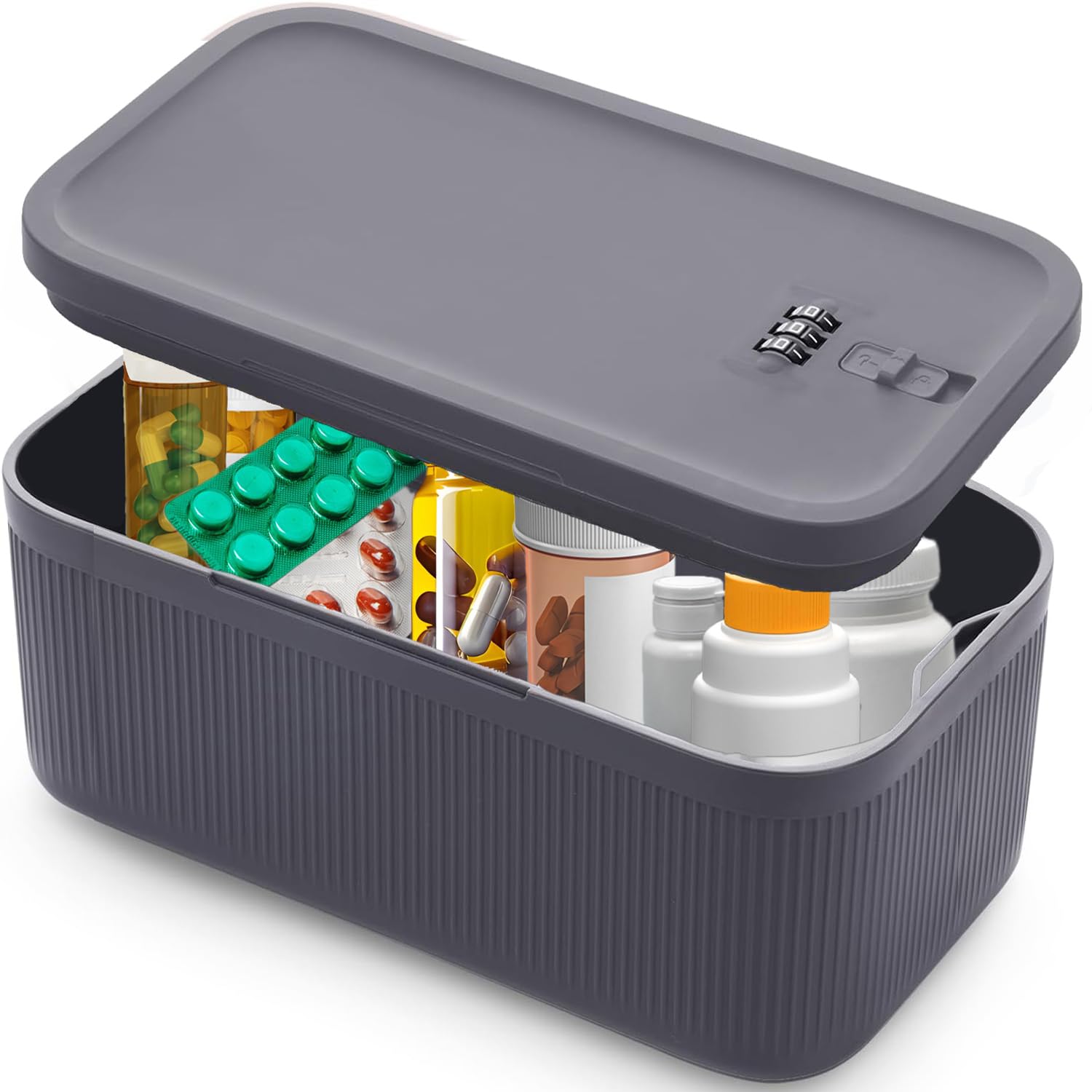 Small Lock Box with Code for Snacks, Medicine, Mobile Phone Storage, Phone Lock Box Video Games,Social Media,Snacks Cravings,Self-Control Lockable Storage Box, Phone Locker Locking Container.Blue