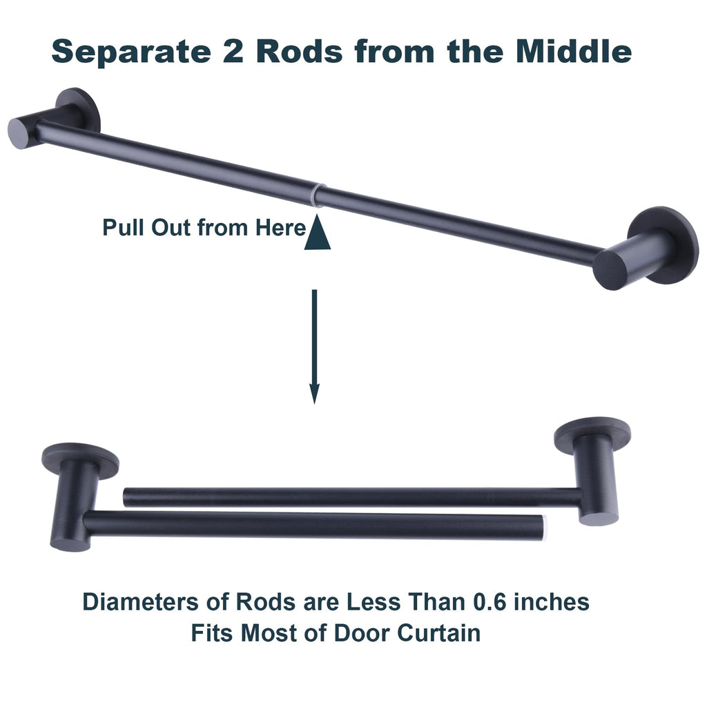 10-18 inches Adjustable Magnetic Towel Bar for Refrigerator, Magnetic Rod for Classroom Whiteboard, Magnet Towel Holder Towel Hook Hanger for Kitchen Dishwasher, Laundry Washer, Black, Pack of 1