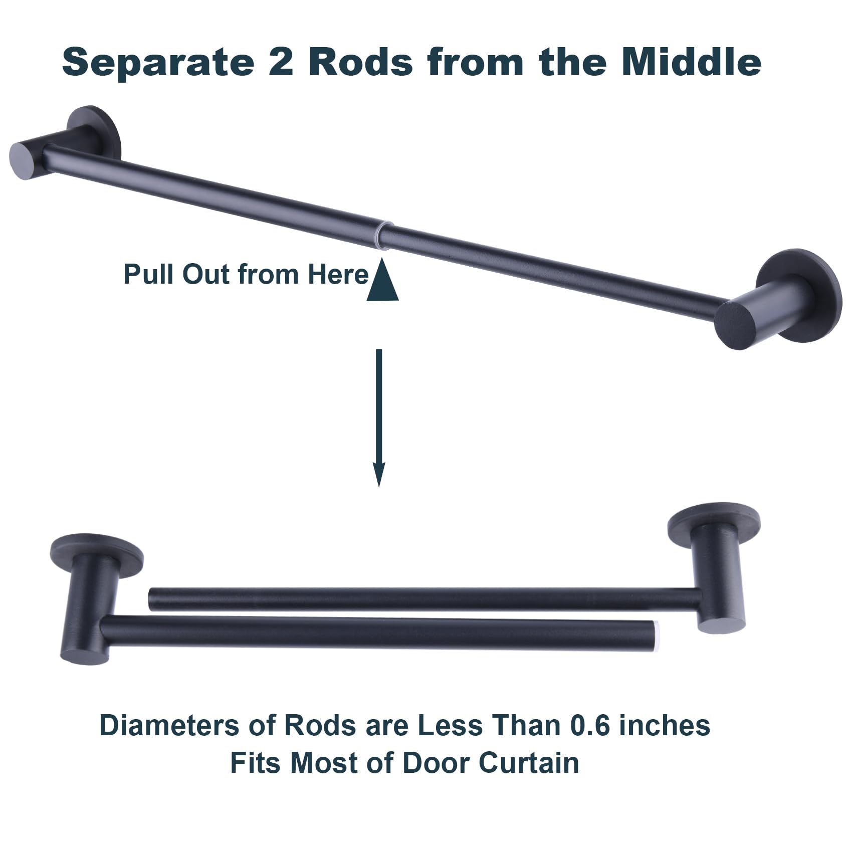 10-18 inches Adjustable Magnetic Towel Bar for Refrigerator, Magnetic Rod for Classroom Whiteboard, Magnet Towel Holder Towel Hook Hanger for Kitchen Dishwasher, Laundry Washer, Black, Pack of 1