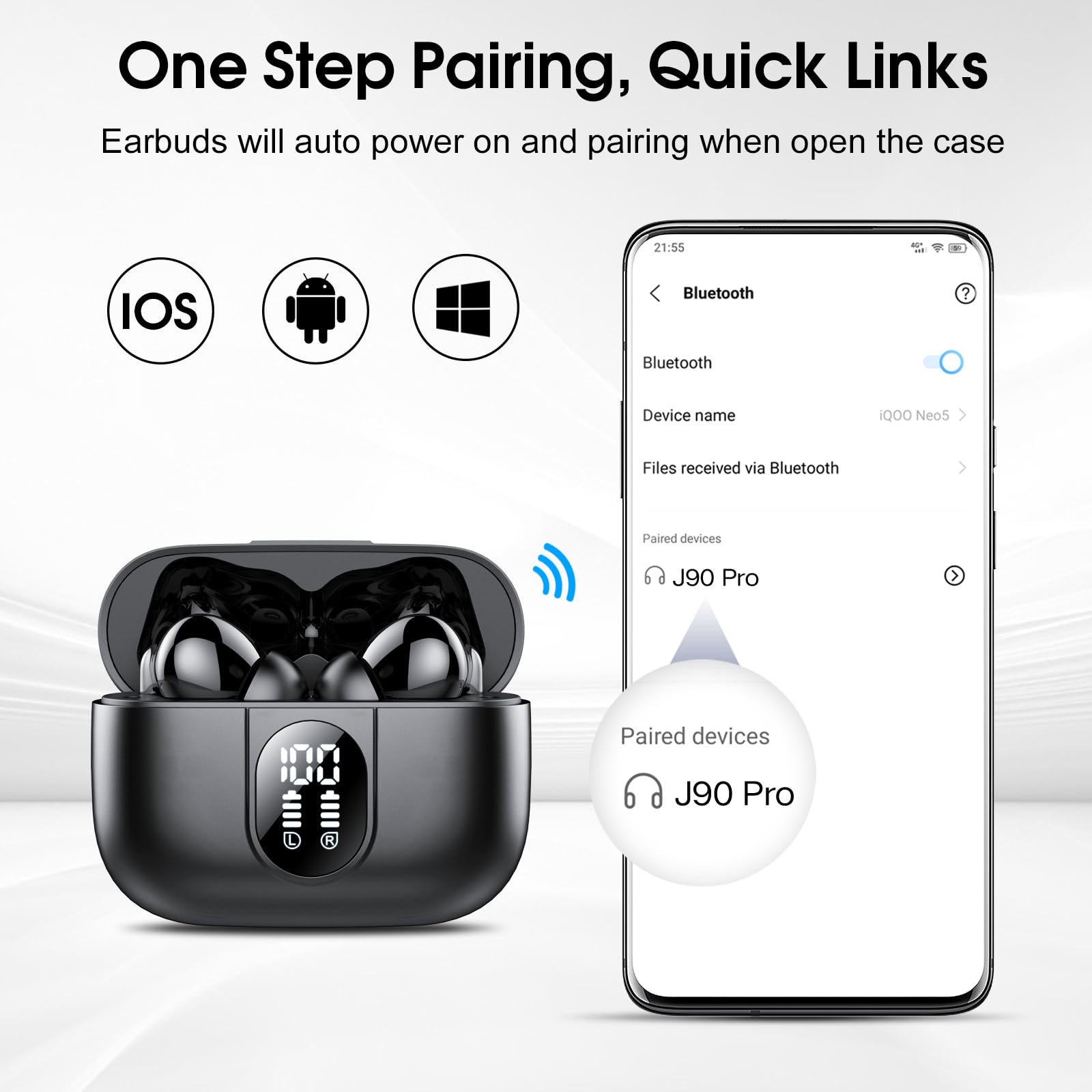 AI Language Translator Earbuds Real Time, 3 in 1 Simultaneous Interpretation Translator Earbuds with 164 Languages/6 Translation Modes, 40H Translation Headphones with ENC Mic Business/Learning/Travel