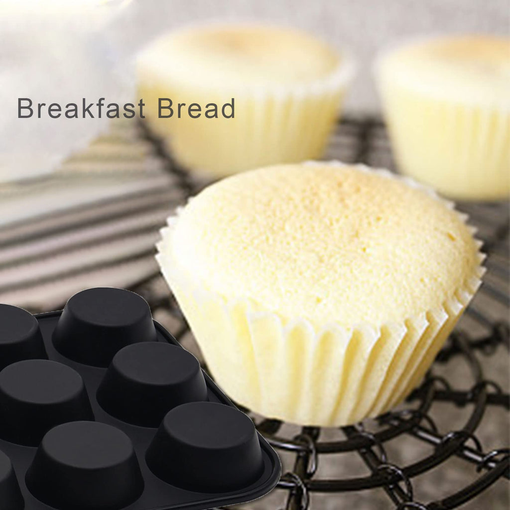 Bongpuda Silicone Muffin Pan,2 Pack 2.8" 12 Cups Silicone Egg Bites Pan,Non-Stick,Easy to Release,BPA Free,for Egg Muffins,Cupcakes, Tarts, Breads (Black + Red)