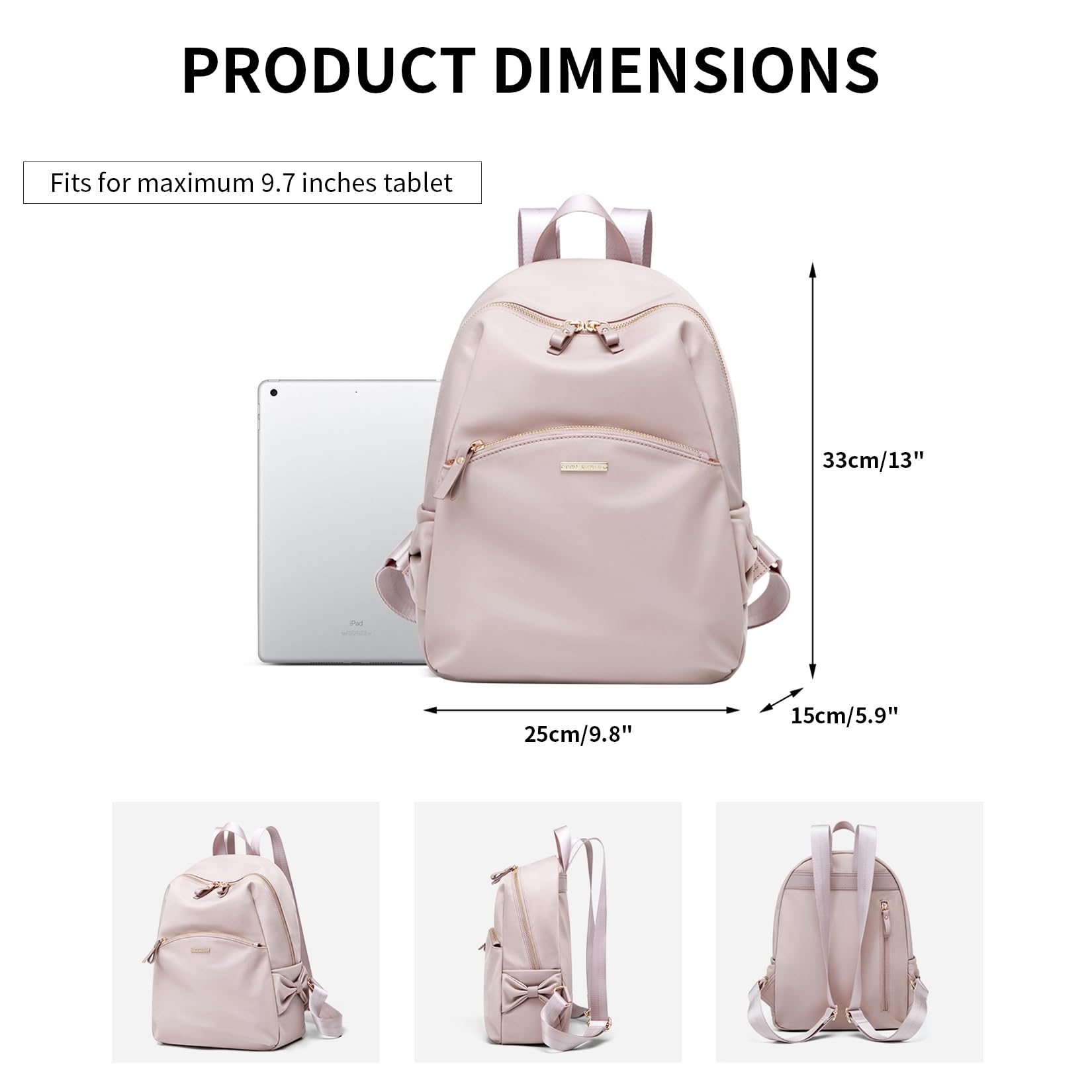 Stylish Backpack Purse for Women Girls Casual Travel Daypack Mini Backpack Handbag Nylon Bookbag (Pink)