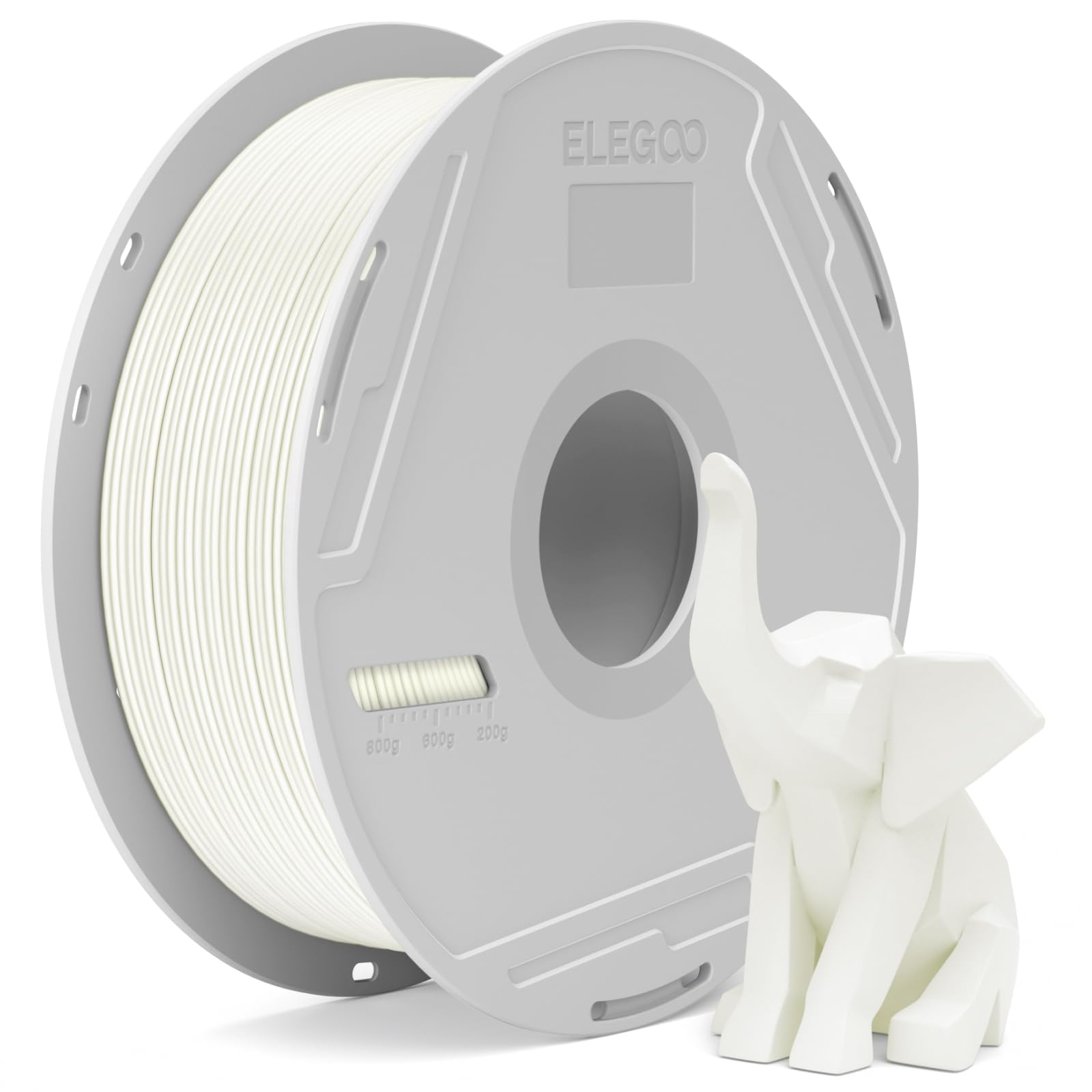 ELEGOO PLA Basic Filament with Reusable Spool White 1KG,1.75mm PLA 3D Printing Filament 2.2lbs High Dimensional Accuracy, Easy Installation Detachable Spool Fits for Most 3D Printers